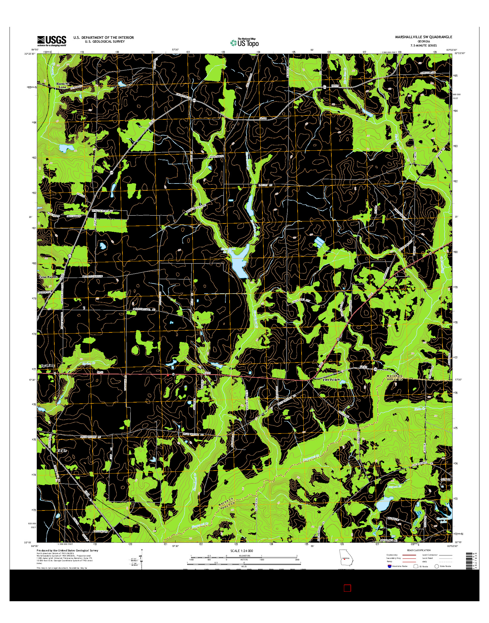 USGS US TOPO 7.5-MINUTE MAP FOR MARSHALLVILLE SW, GA 2014