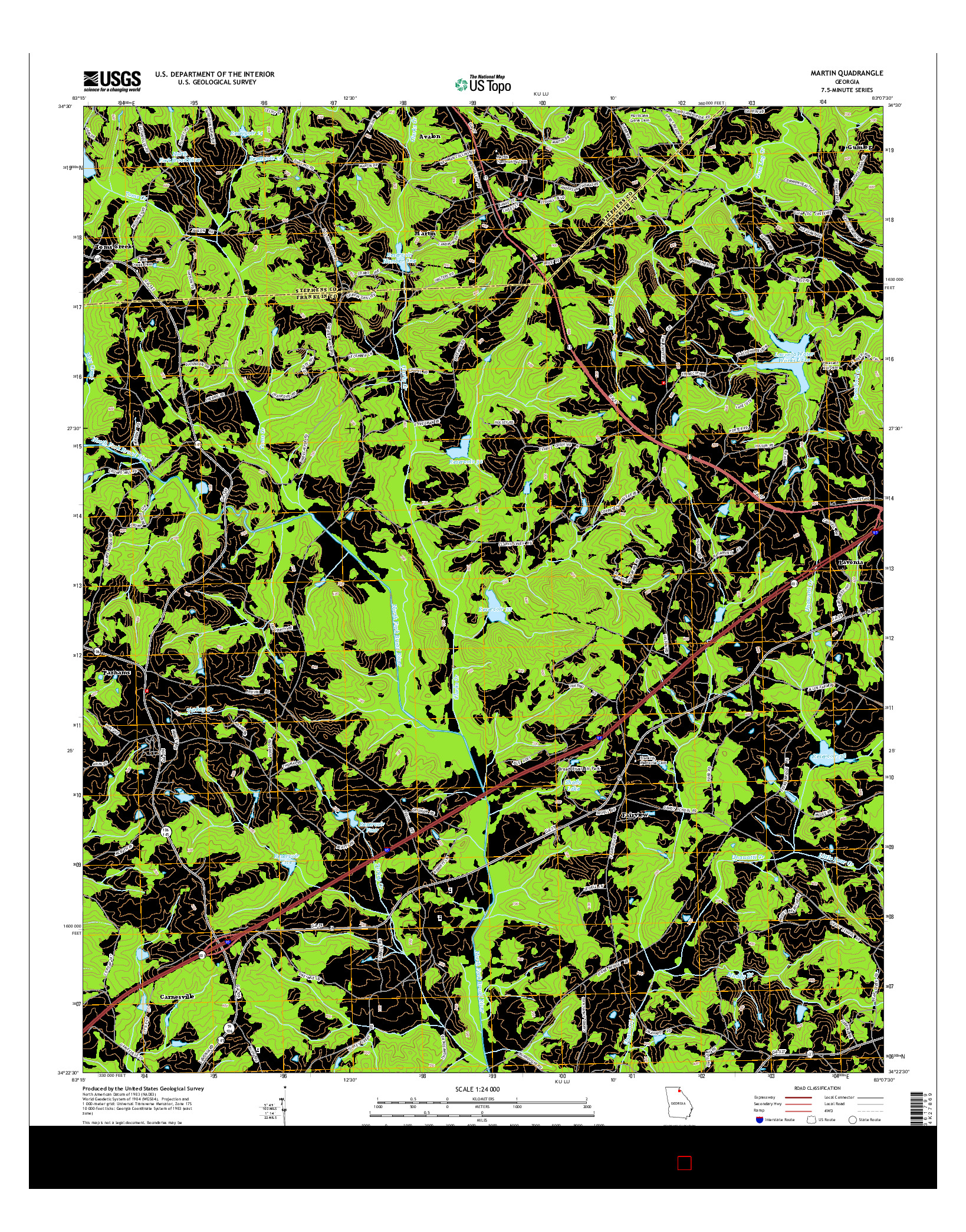 USGS US TOPO 7.5-MINUTE MAP FOR MARTIN, GA 2014