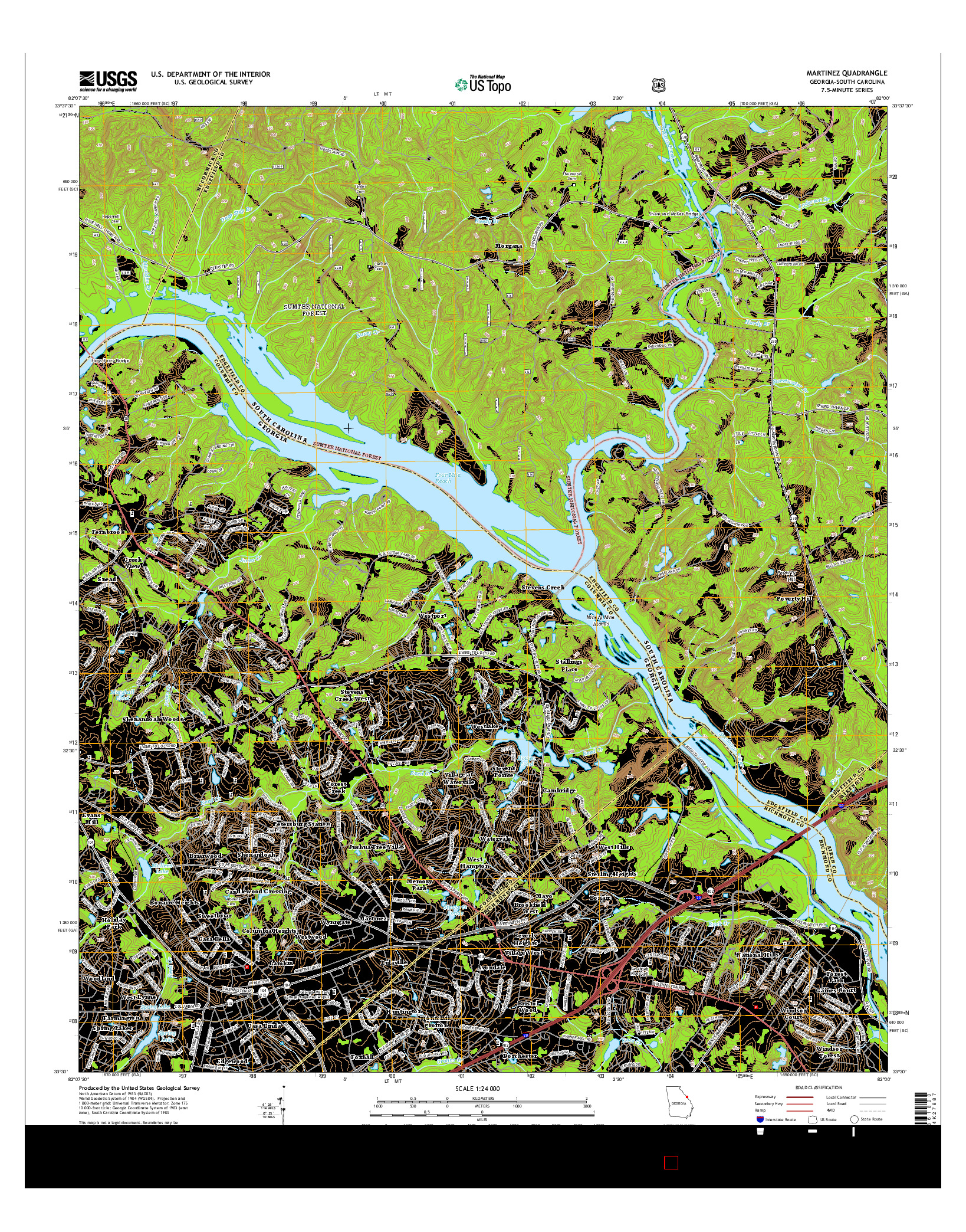 USGS US TOPO 7.5-MINUTE MAP FOR MARTINEZ, GA-SC 2014