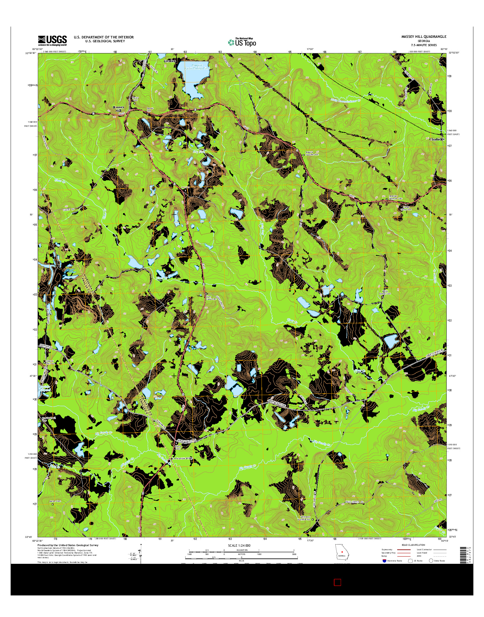 USGS US TOPO 7.5-MINUTE MAP FOR MASSEY HILL, GA 2014