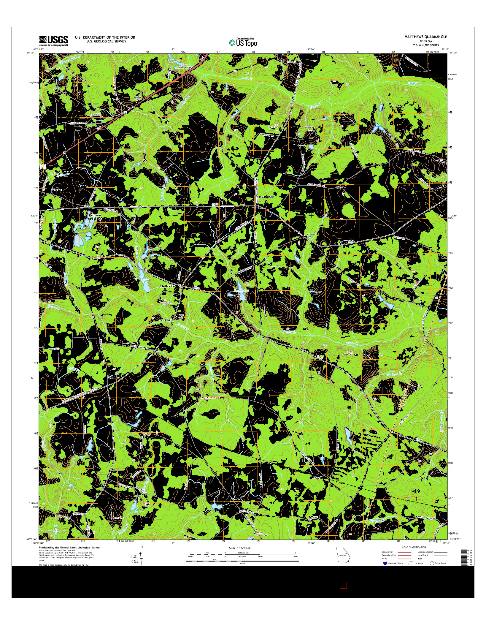 USGS US TOPO 7.5-MINUTE MAP FOR MATTHEWS, GA 2014