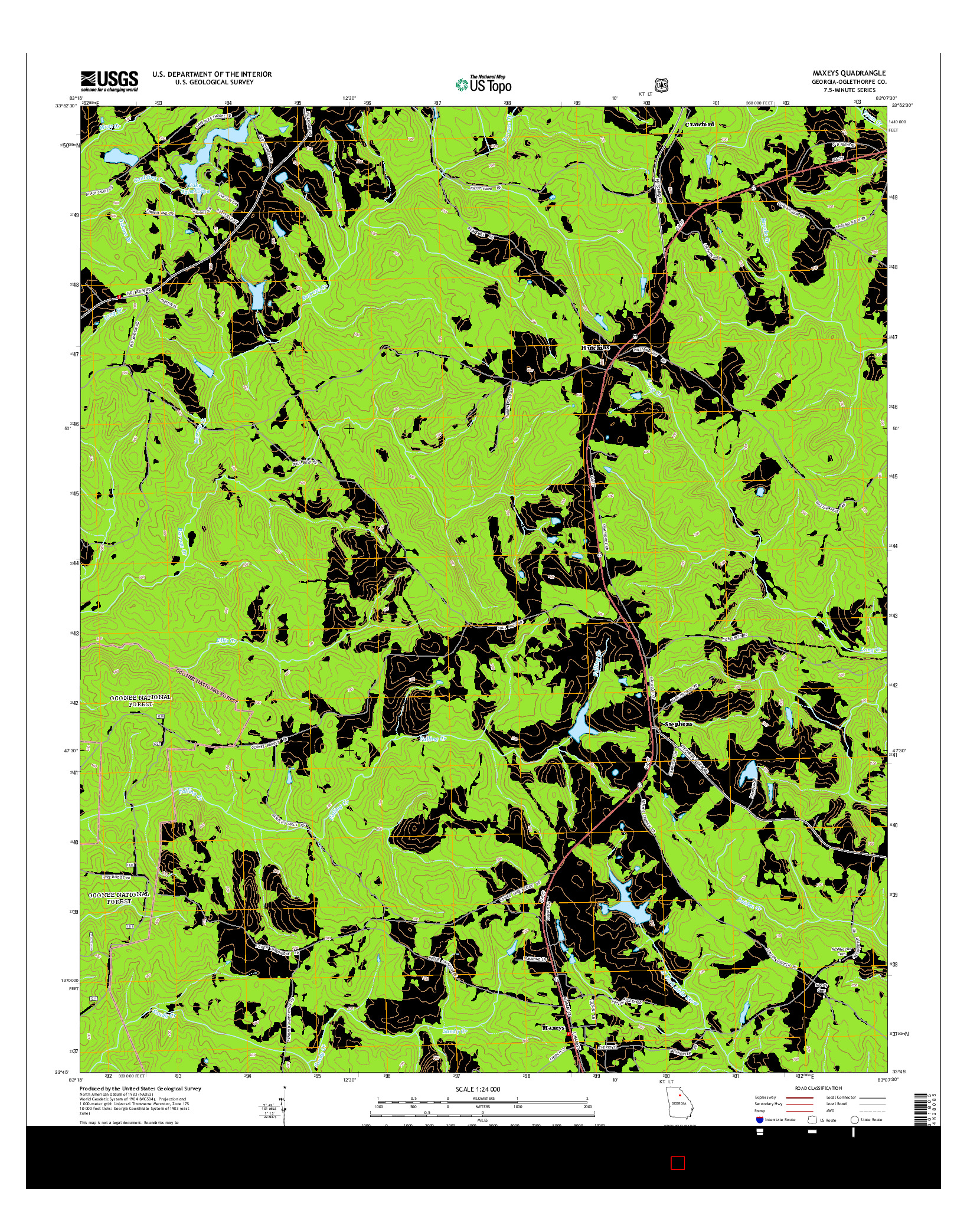 USGS US TOPO 7.5-MINUTE MAP FOR MAXEYS, GA 2014