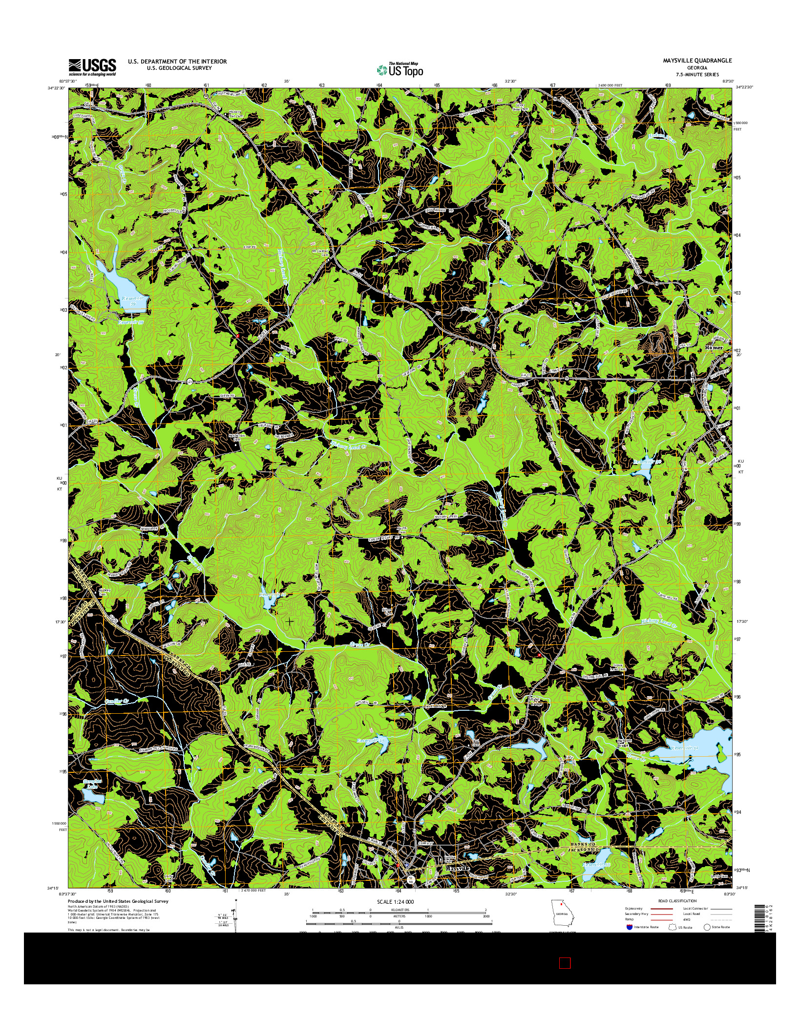 USGS US TOPO 7.5-MINUTE MAP FOR MAYSVILLE, GA 2014