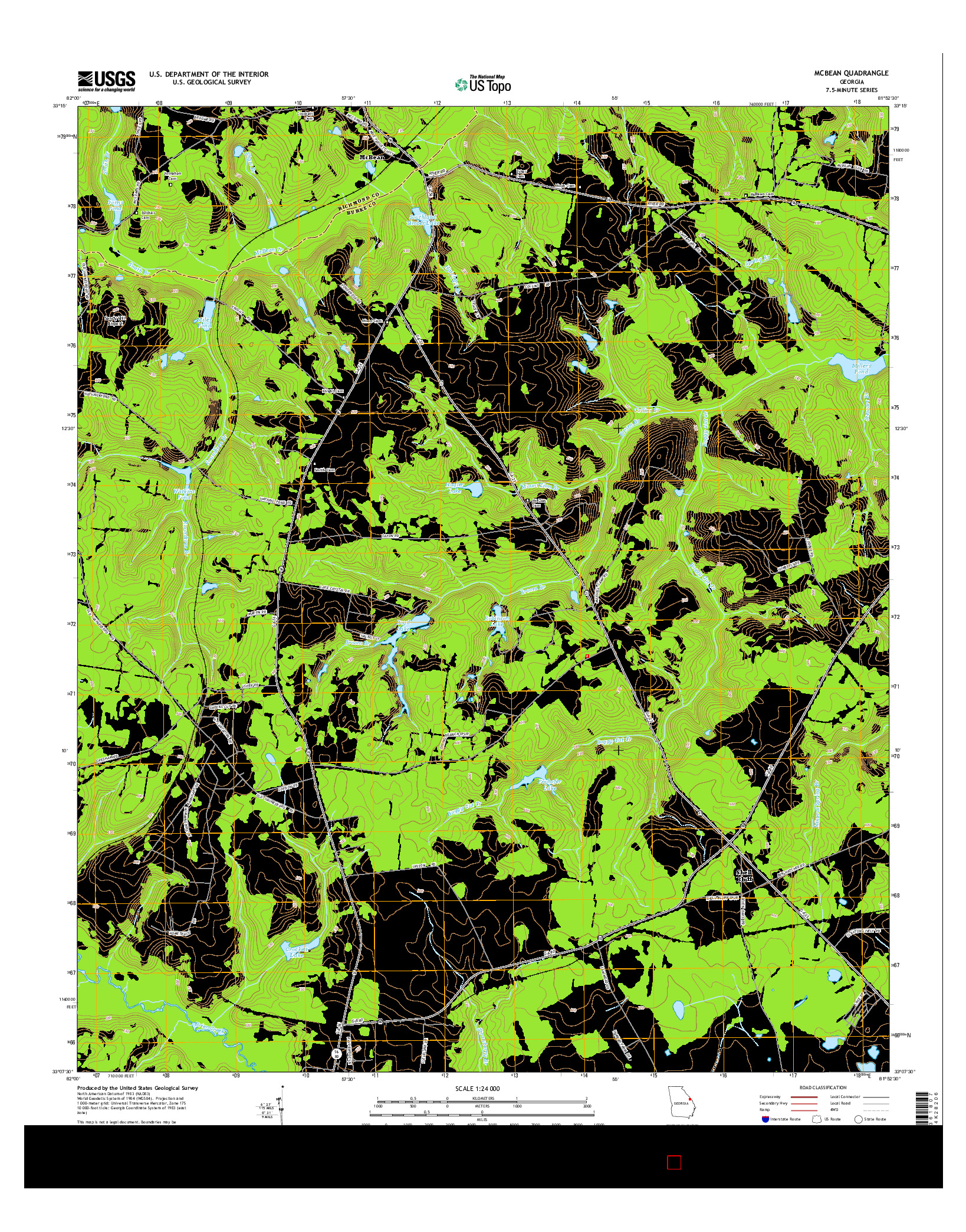 USGS US TOPO 7.5-MINUTE MAP FOR MCBEAN, GA 2014