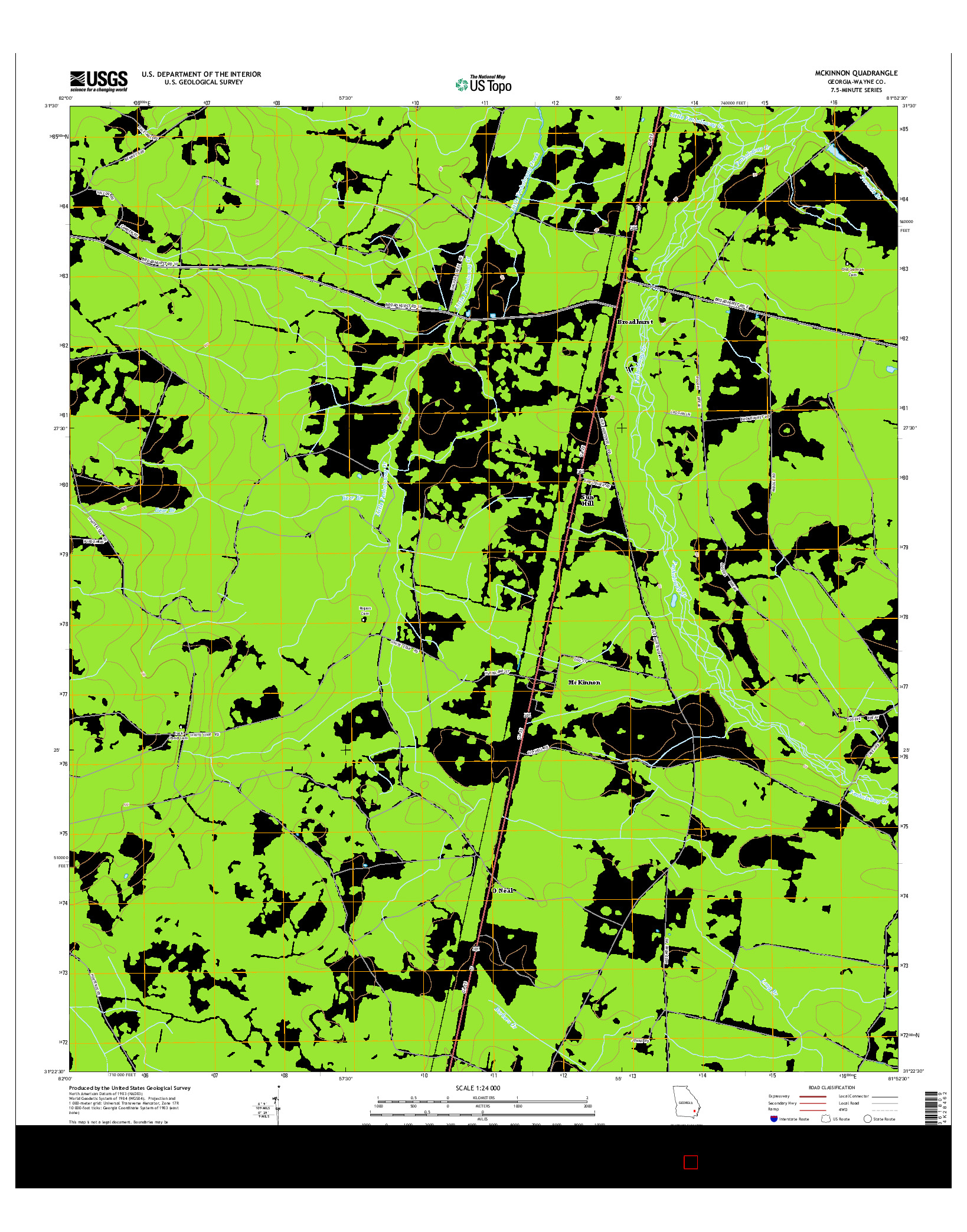 USGS US TOPO 7.5-MINUTE MAP FOR MCKINNON, GA 2014