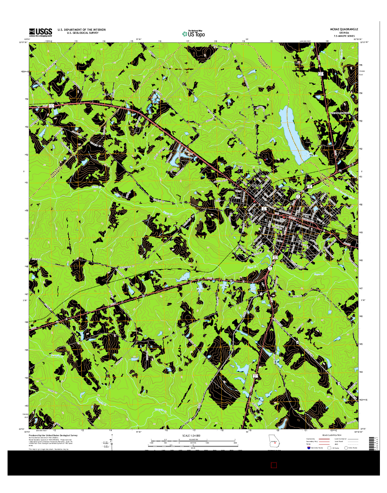 USGS US TOPO 7.5-MINUTE MAP FOR MCRAE, GA 2014