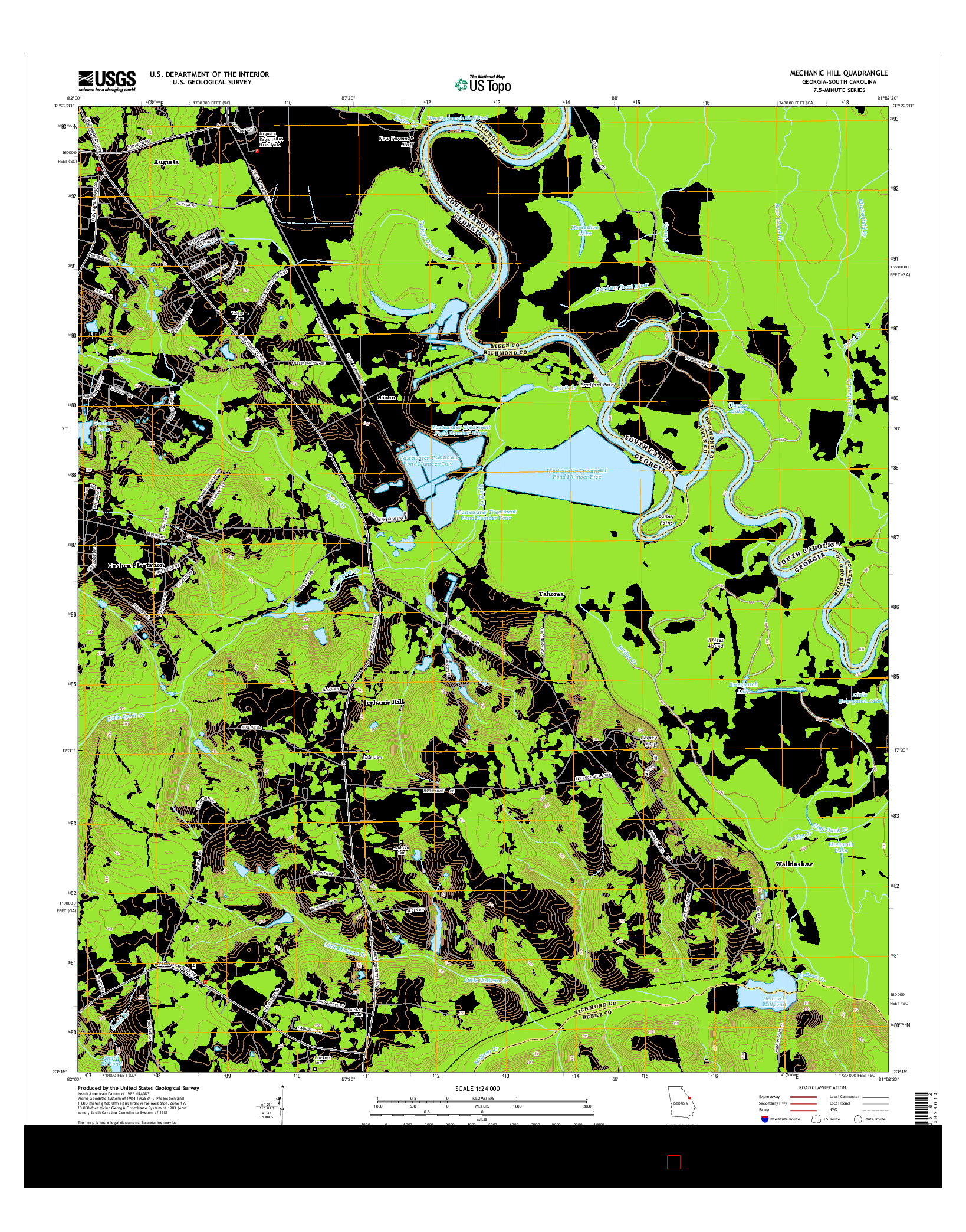 USGS US TOPO 7.5-MINUTE MAP FOR MECHANIC HILL, GA-SC 2014