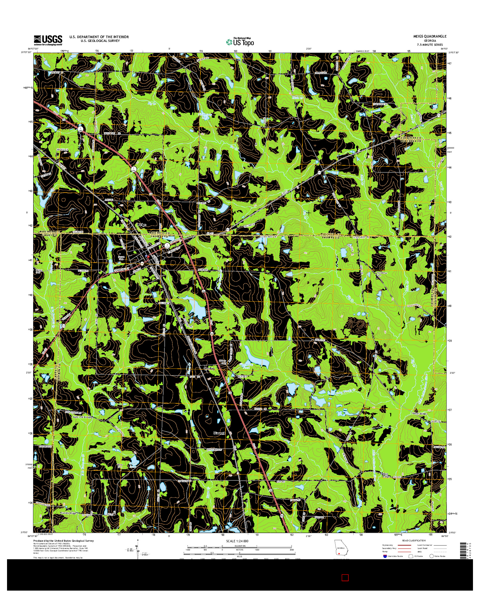 USGS US TOPO 7.5-MINUTE MAP FOR MEIGS, GA 2014