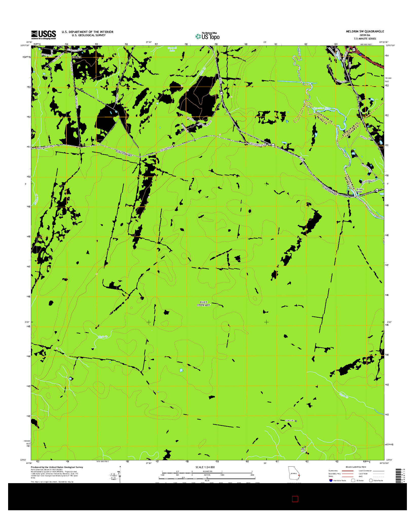 USGS US TOPO 7.5-MINUTE MAP FOR MELDRIM SW, GA 2014