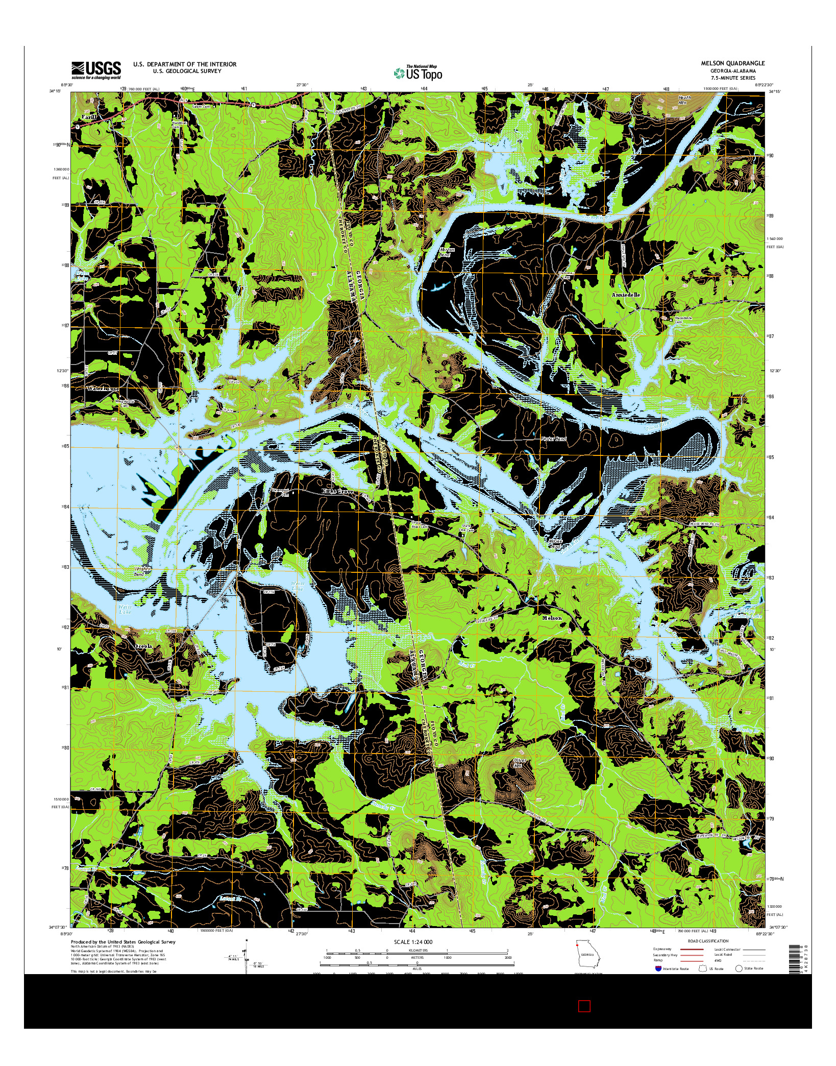 USGS US TOPO 7.5-MINUTE MAP FOR MELSON, GA-AL 2014