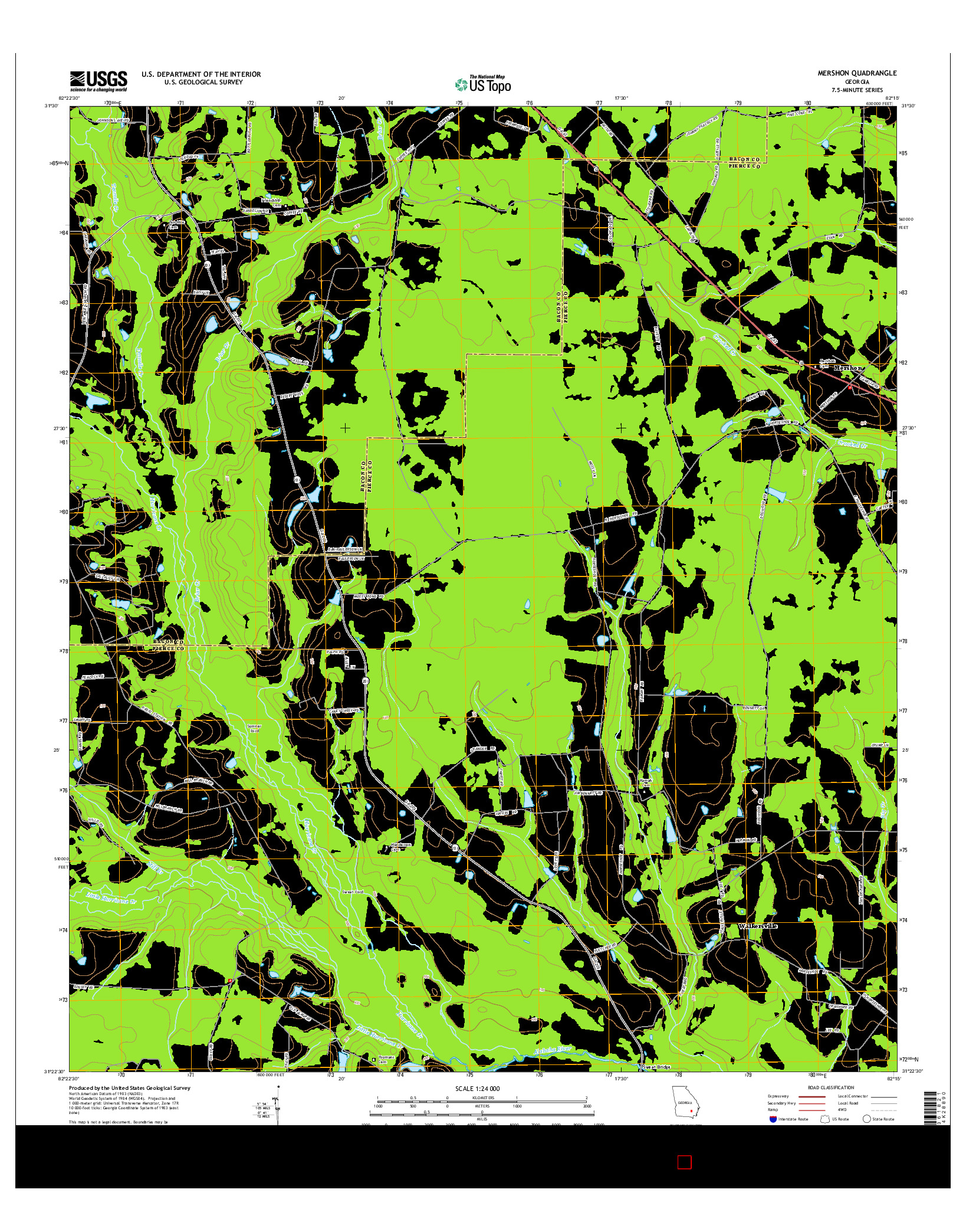 USGS US TOPO 7.5-MINUTE MAP FOR MERSHON, GA 2014
