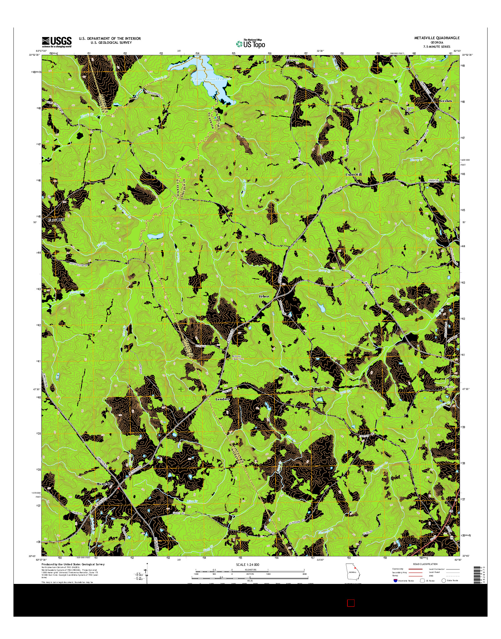 USGS US TOPO 7.5-MINUTE MAP FOR METASVILLE, GA 2014