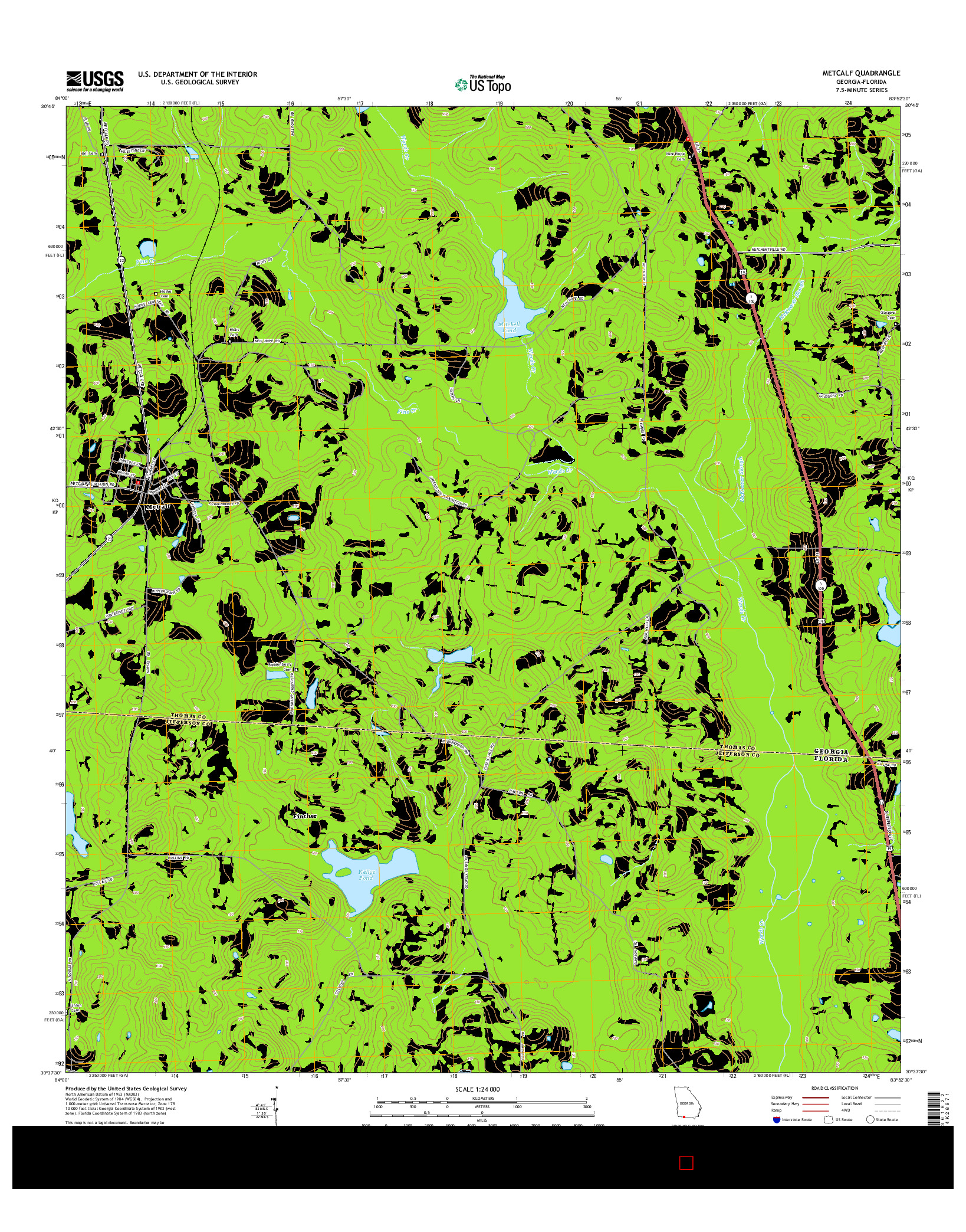 USGS US TOPO 7.5-MINUTE MAP FOR METCALF, GA-FL 2014