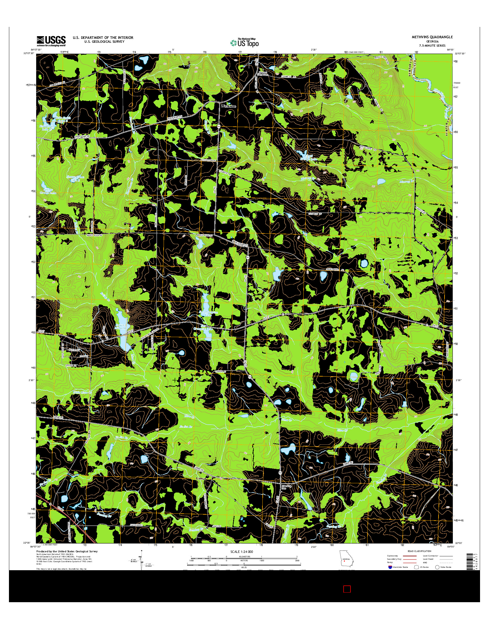 USGS US TOPO 7.5-MINUTE MAP FOR METHVINS, GA 2014