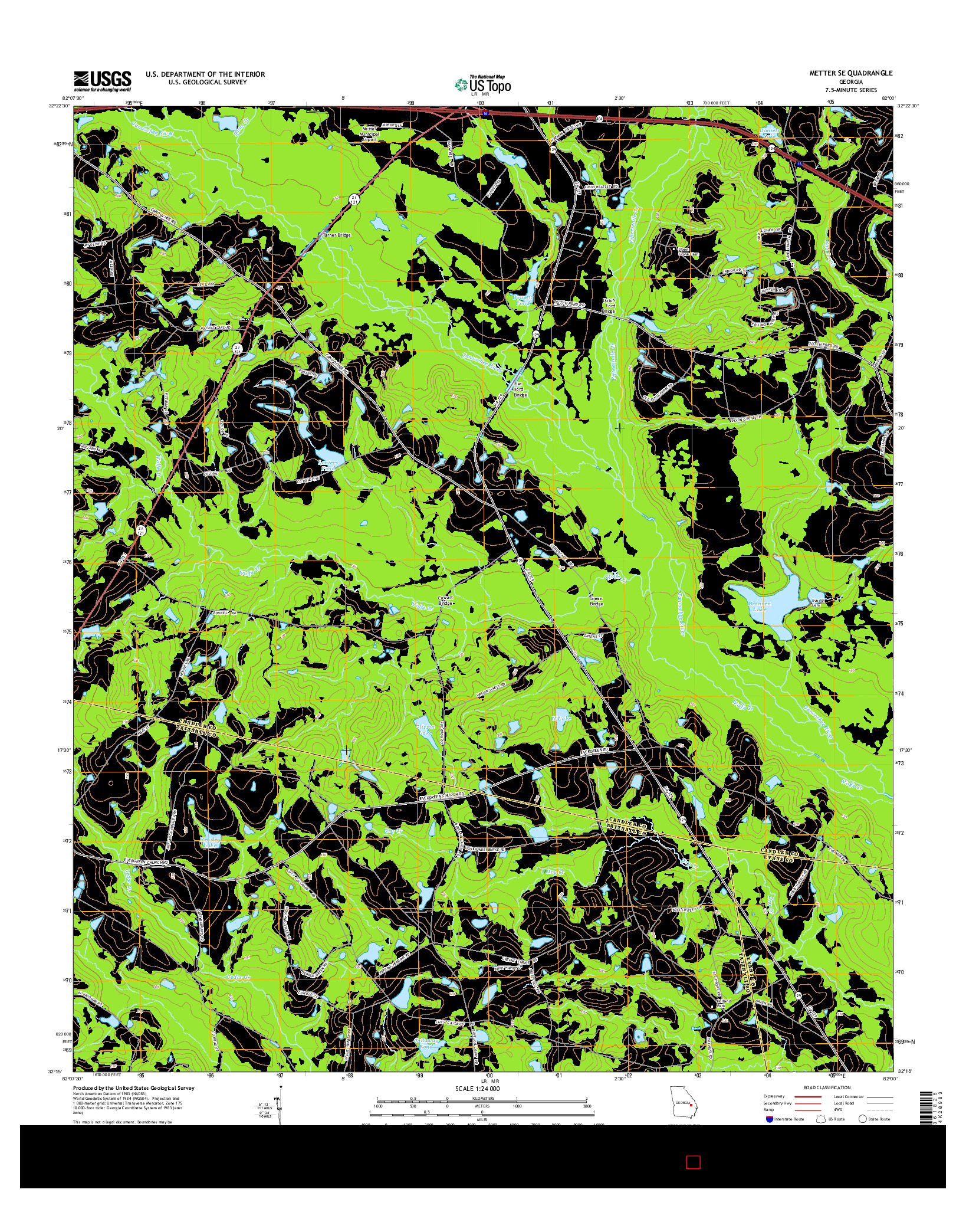 USGS US TOPO 7.5-MINUTE MAP FOR METTER SE, GA 2014