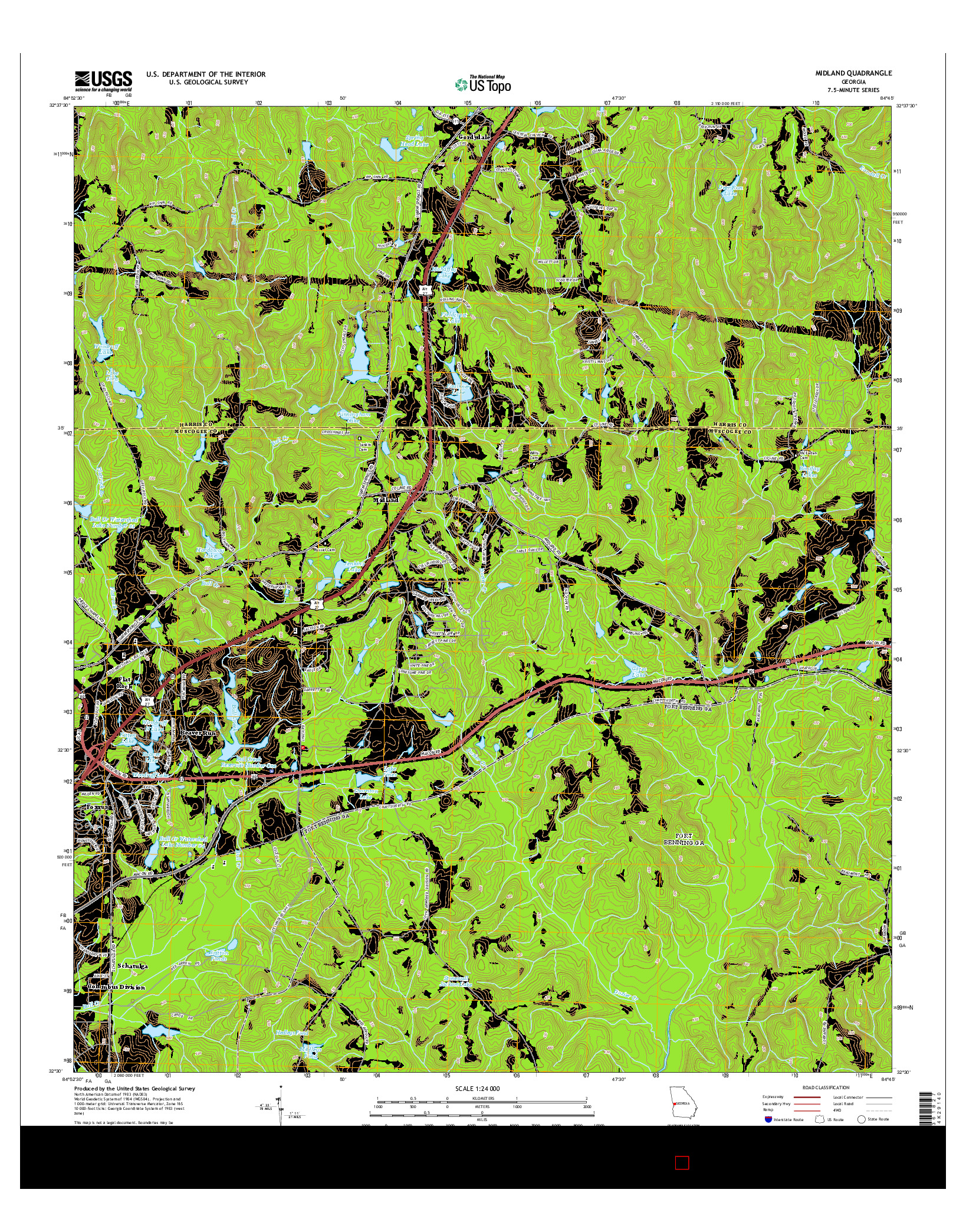 USGS US TOPO 7.5-MINUTE MAP FOR MIDLAND, GA 2014