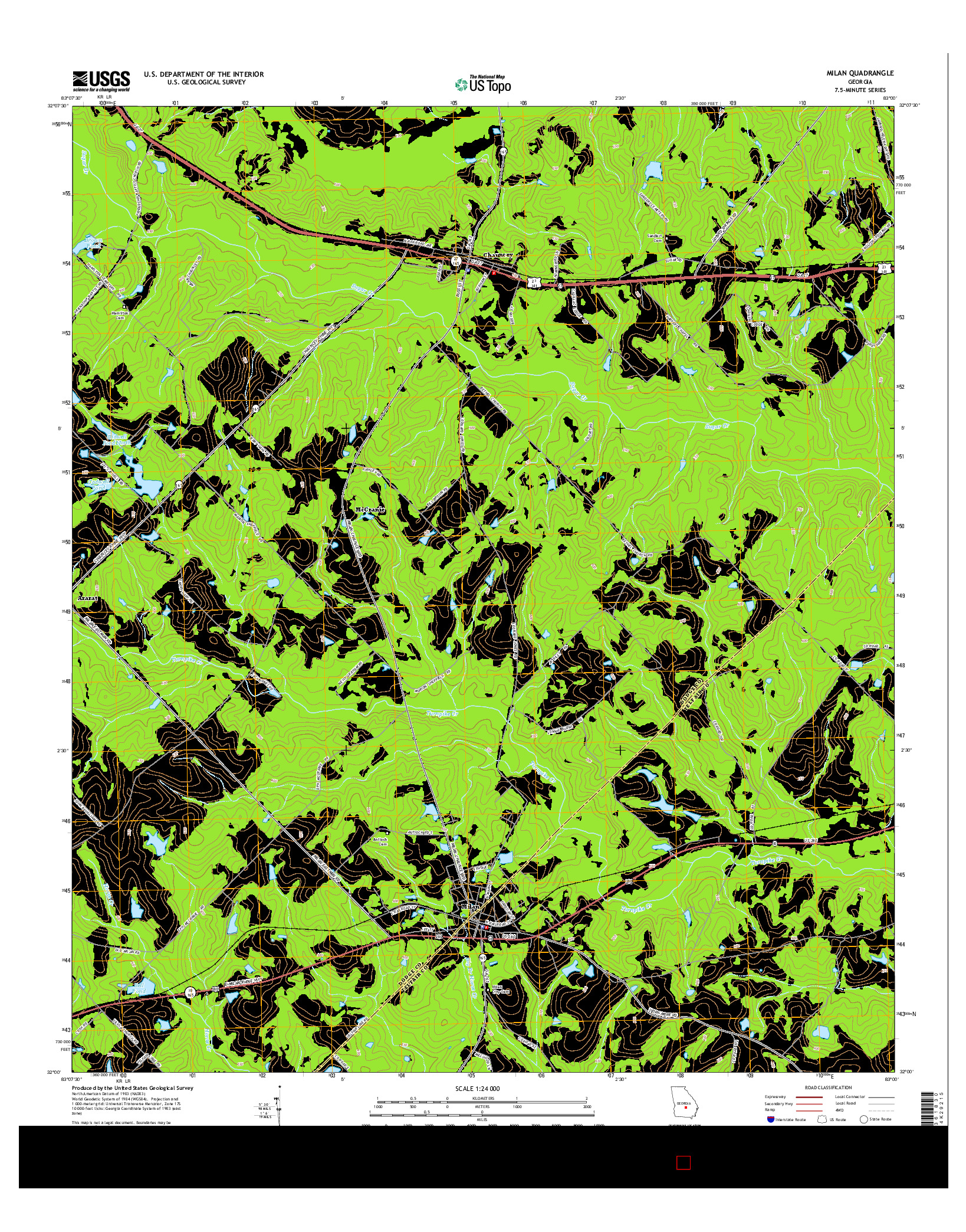USGS US TOPO 7.5-MINUTE MAP FOR MILAN, GA 2014