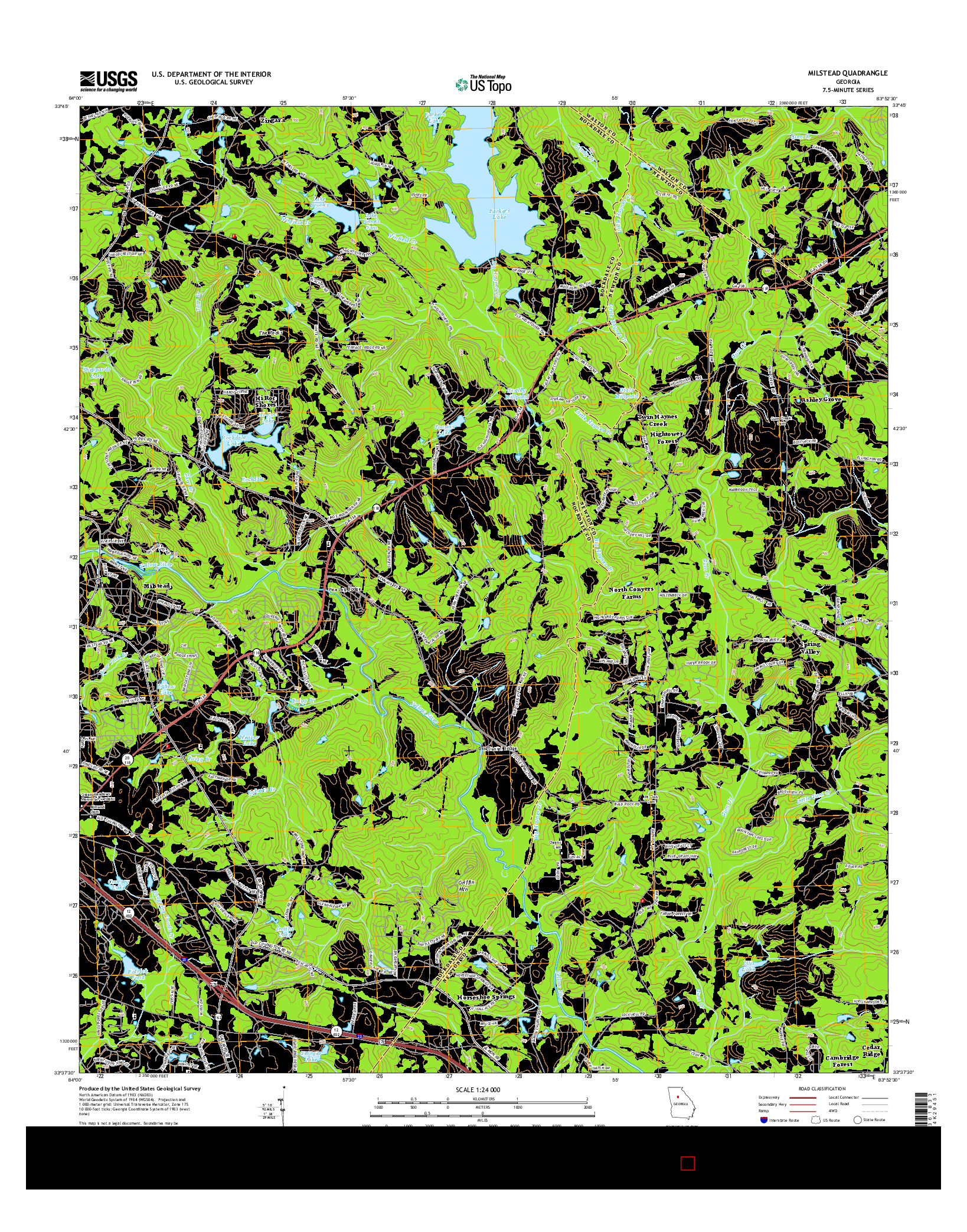 USGS US TOPO 7.5-MINUTE MAP FOR MILSTEAD, GA 2014