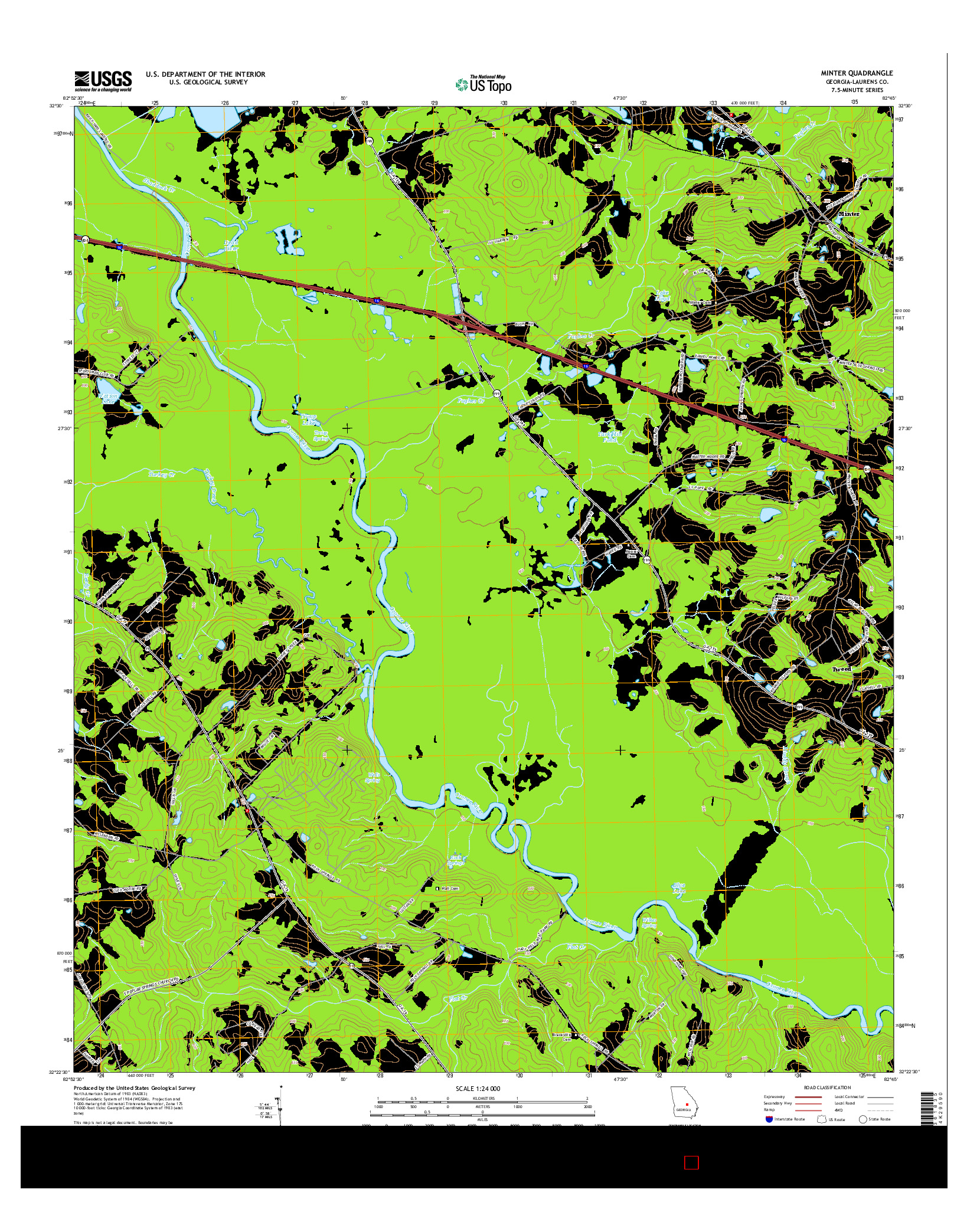 USGS US TOPO 7.5-MINUTE MAP FOR MINTER, GA 2014