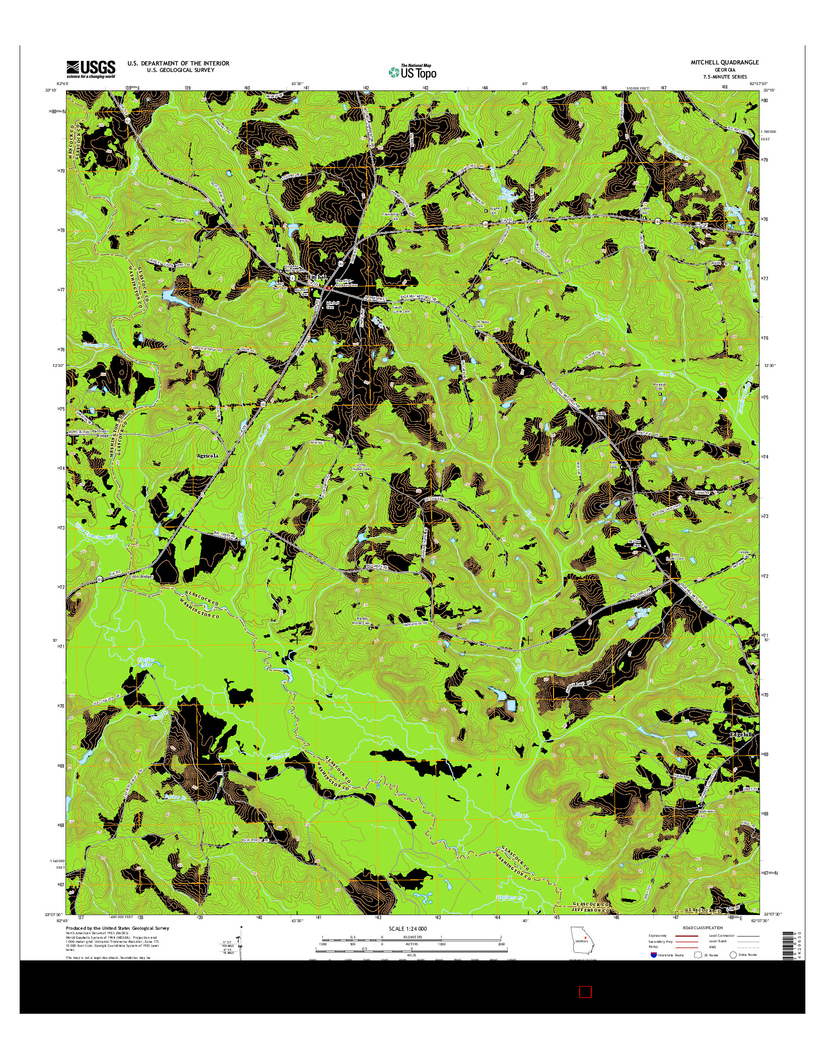 USGS US TOPO 7.5-MINUTE MAP FOR MITCHELL, GA 2014