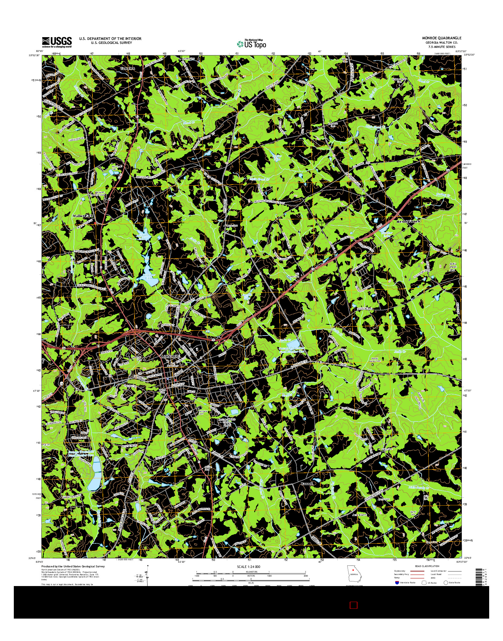 USGS US TOPO 7.5-MINUTE MAP FOR MONROE, GA 2014