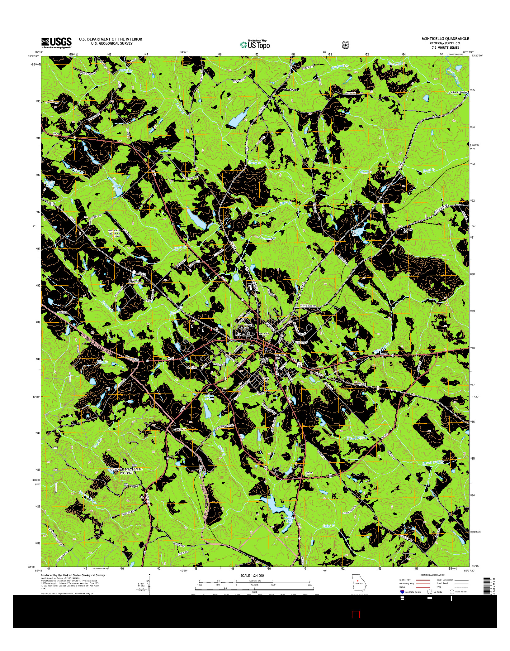 USGS US TOPO 7.5-MINUTE MAP FOR MONTICELLO, GA 2014