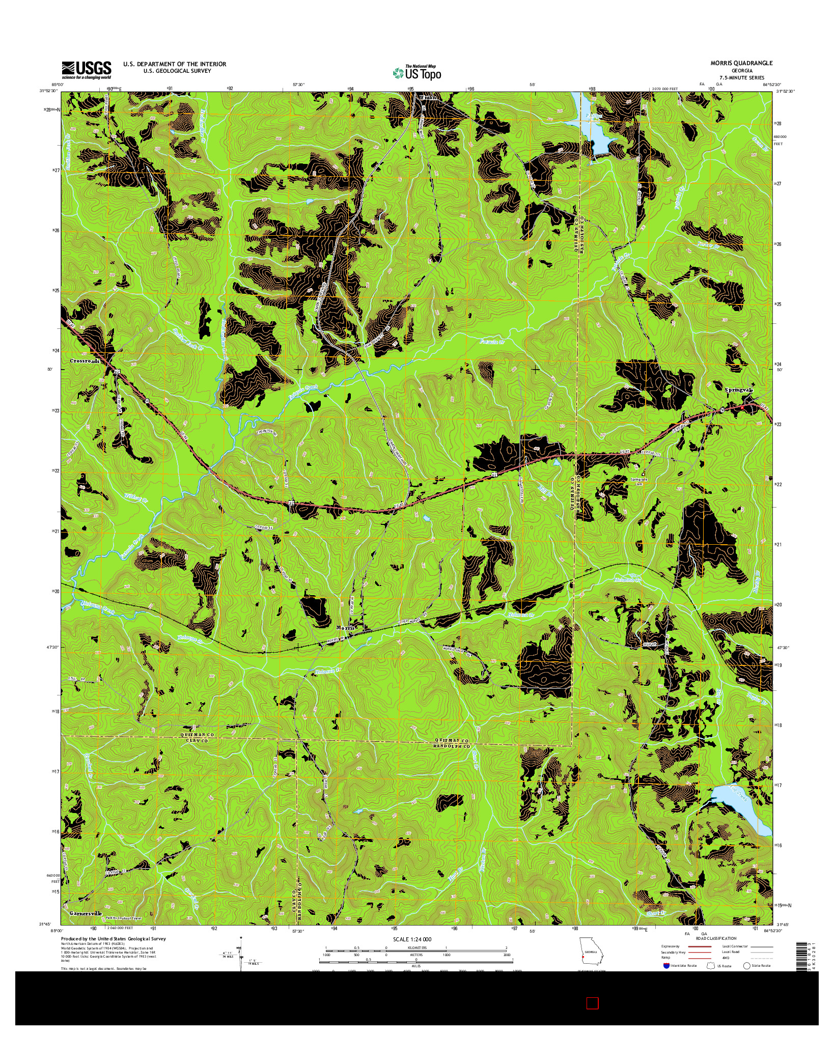 USGS US TOPO 7.5-MINUTE MAP FOR MORRIS, GA 2014