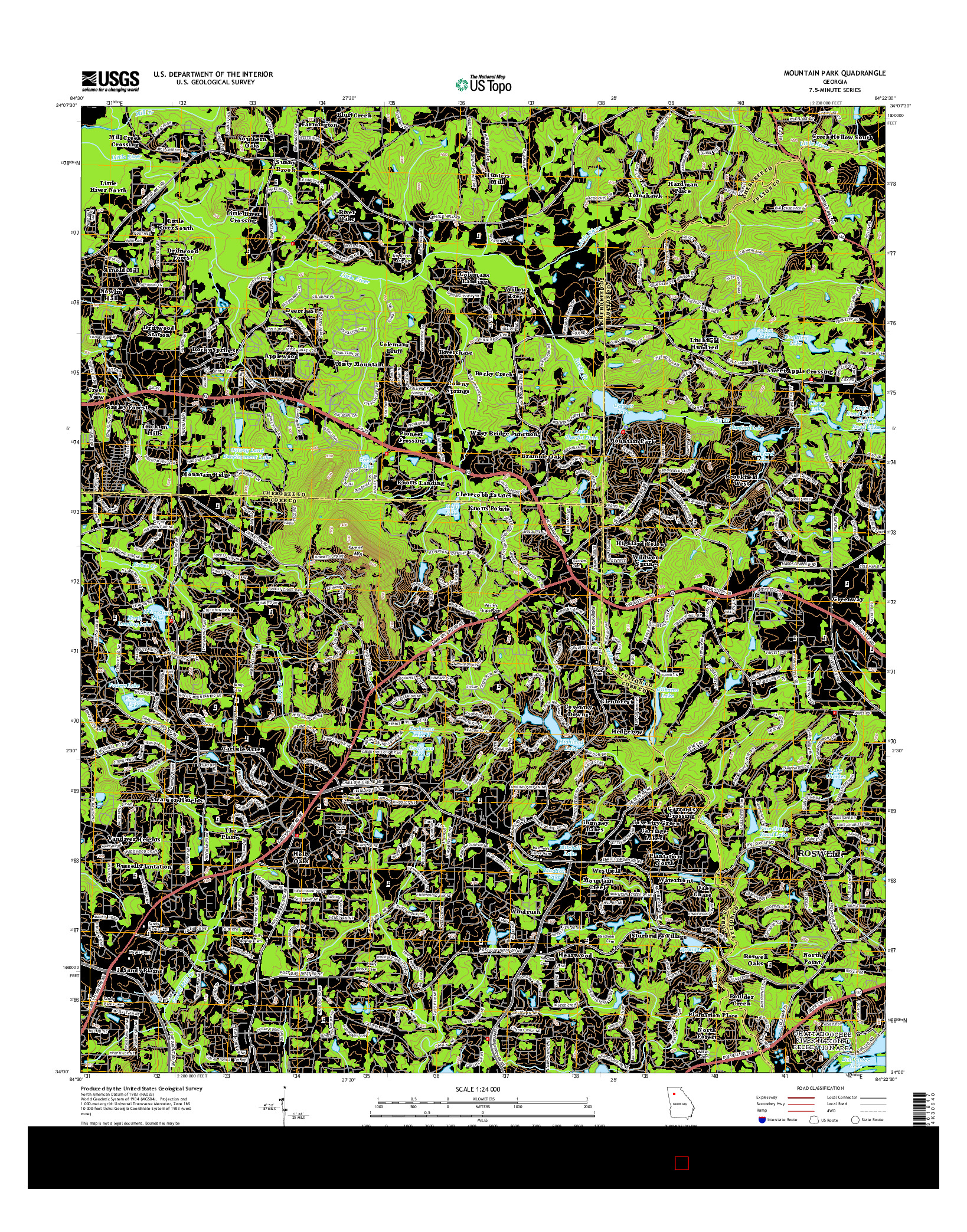 USGS US TOPO 7.5-MINUTE MAP FOR MOUNTAIN PARK, GA 2014