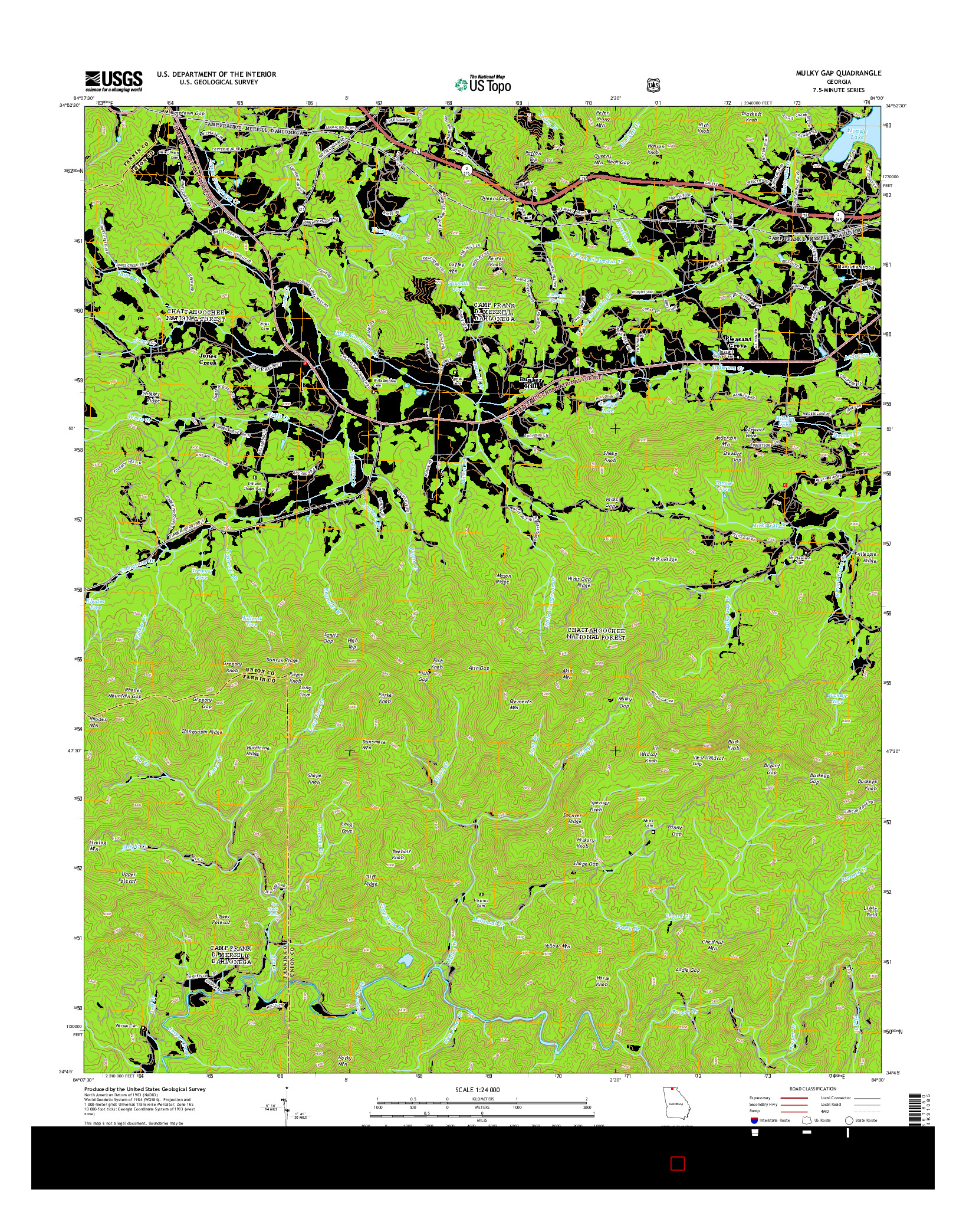 USGS US TOPO 7.5-MINUTE MAP FOR MULKY GAP, GA 2014