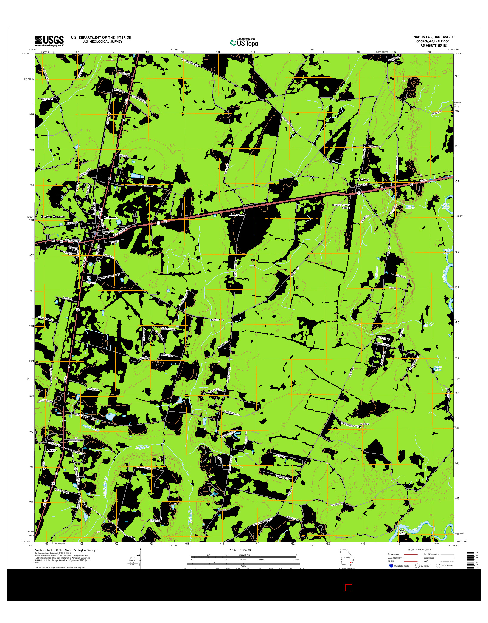 USGS US TOPO 7.5-MINUTE MAP FOR NAHUNTA, GA 2014