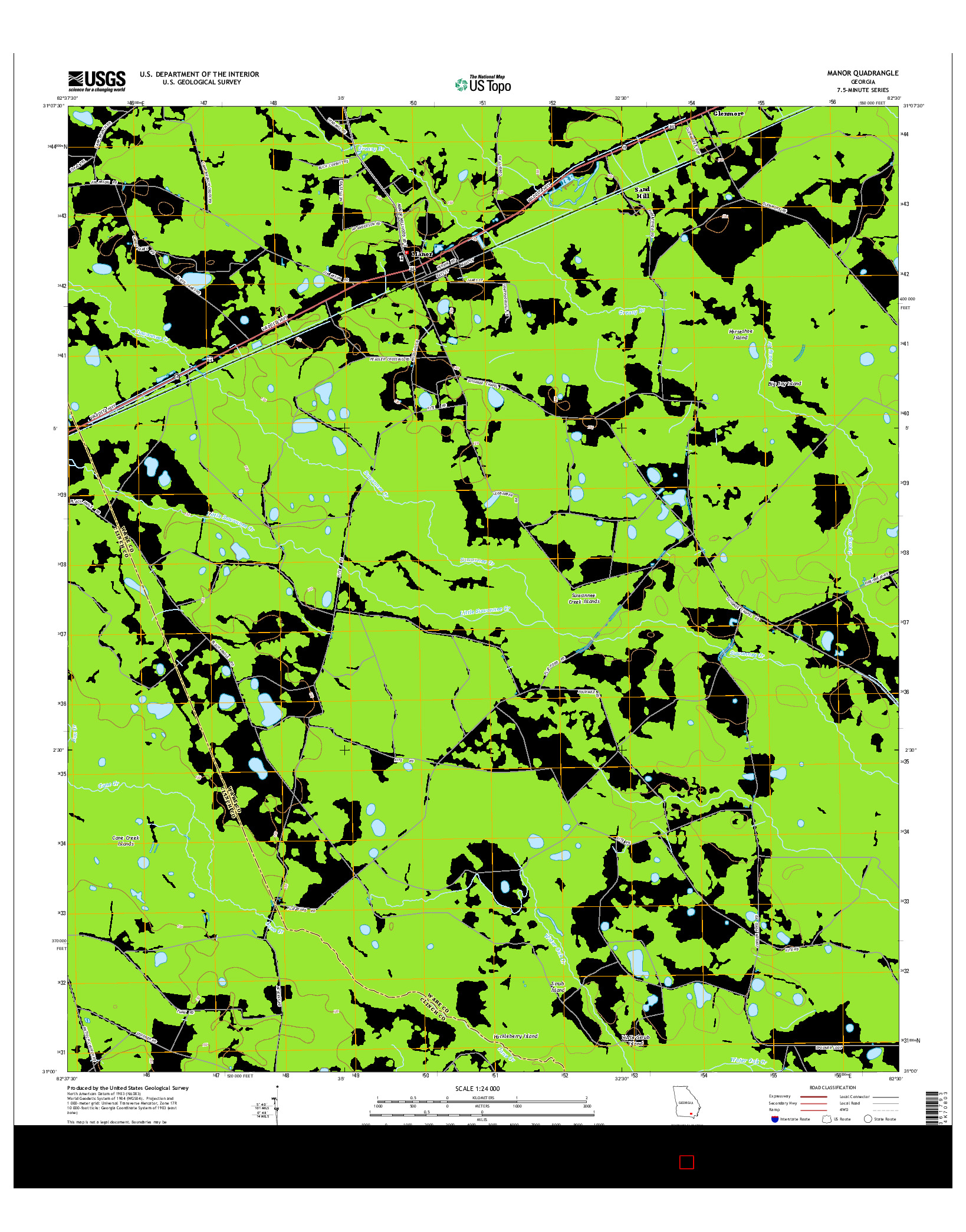 USGS US TOPO 7.5-MINUTE MAP FOR MANOR, GA 2014