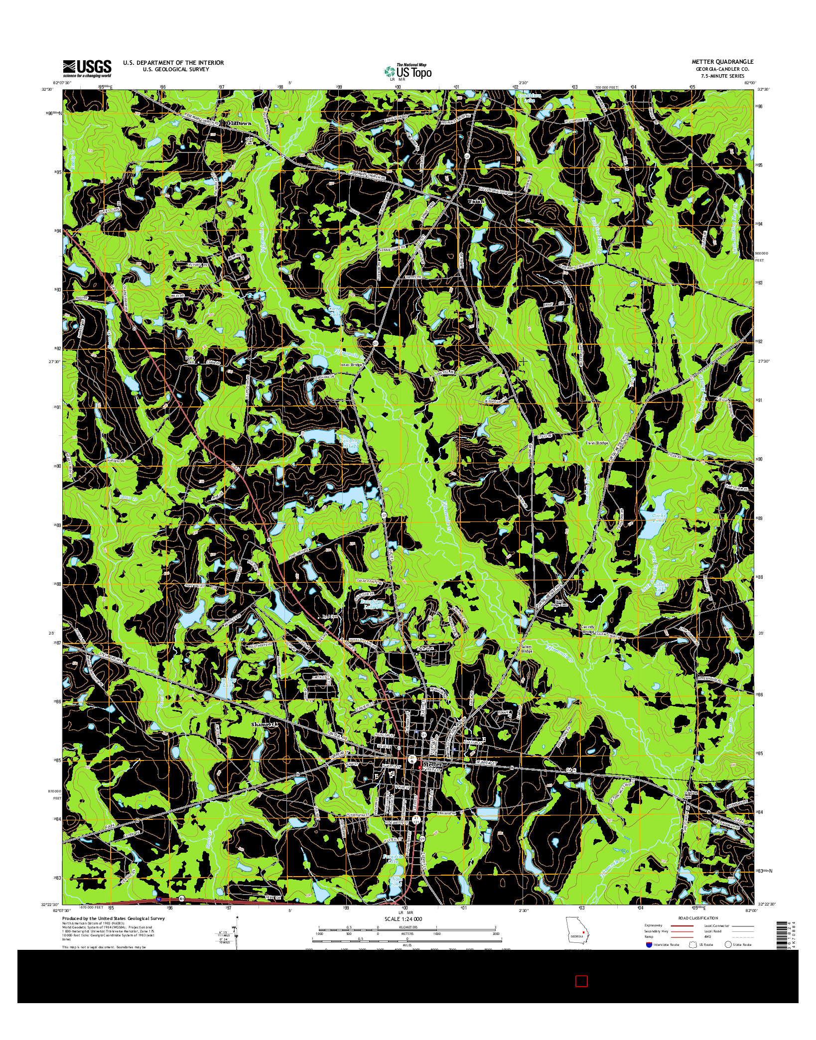 USGS US TOPO 7.5-MINUTE MAP FOR METTER, GA 2014