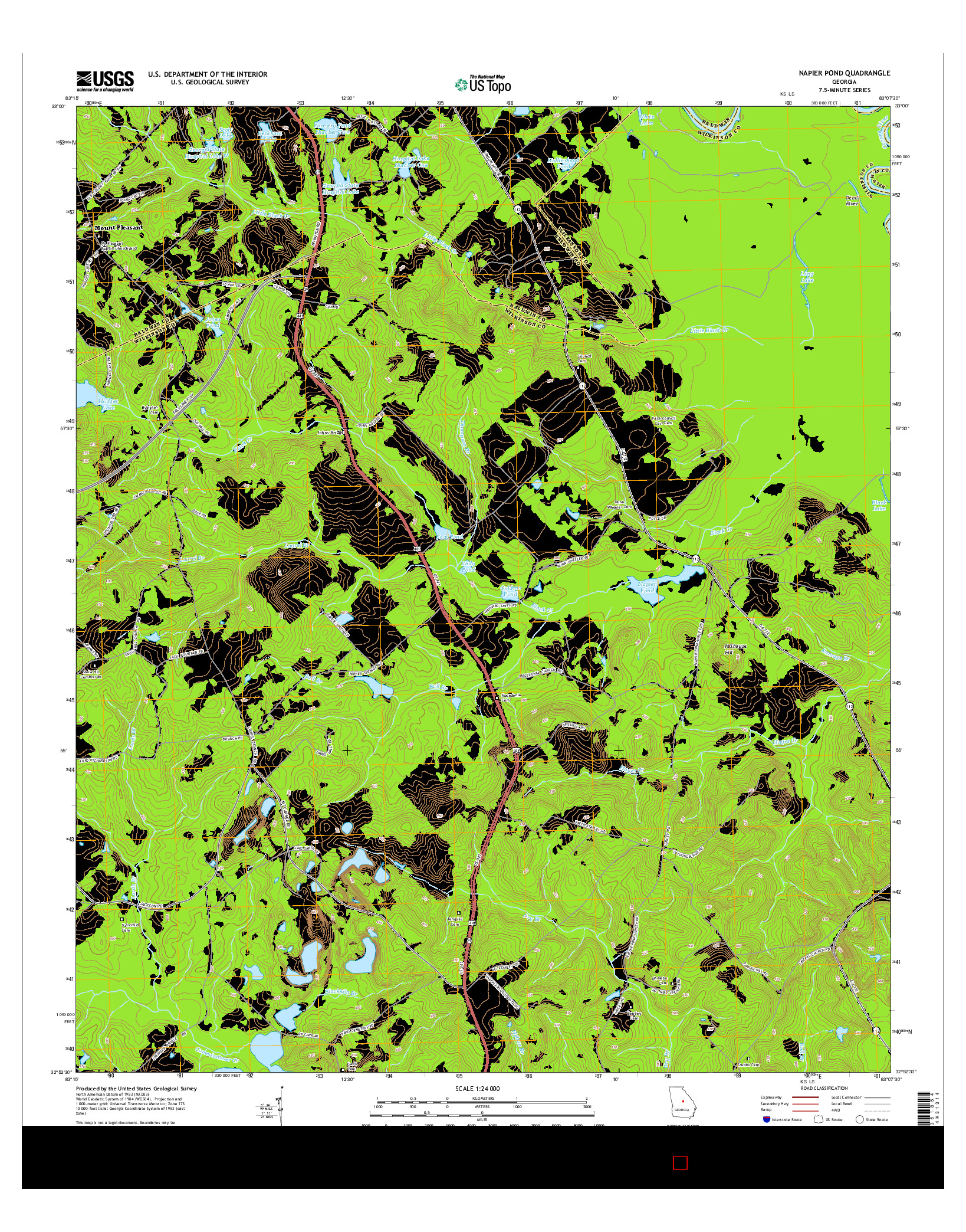 USGS US TOPO 7.5-MINUTE MAP FOR NAPIER POND, GA 2014