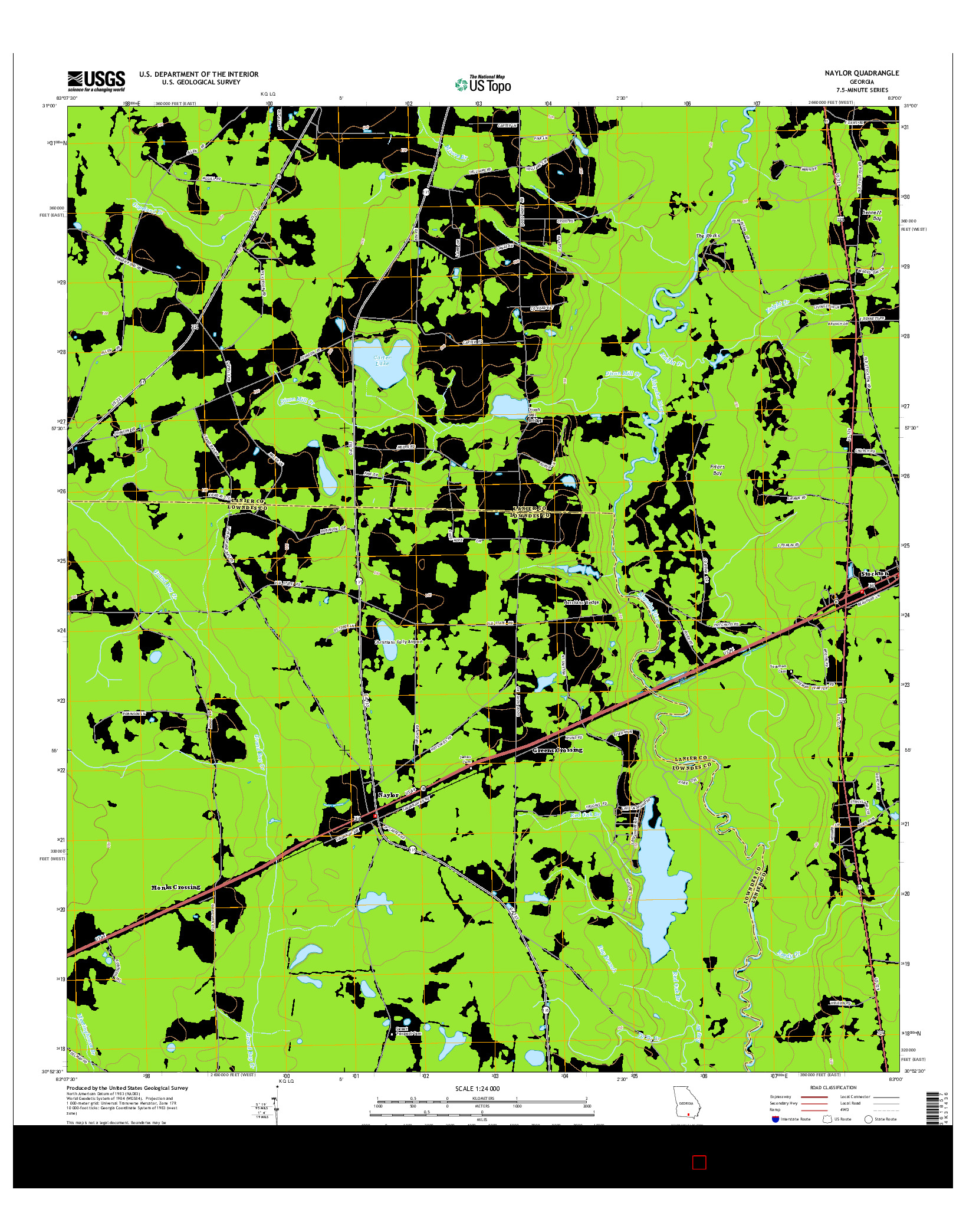 USGS US TOPO 7.5-MINUTE MAP FOR NAYLOR, GA 2014