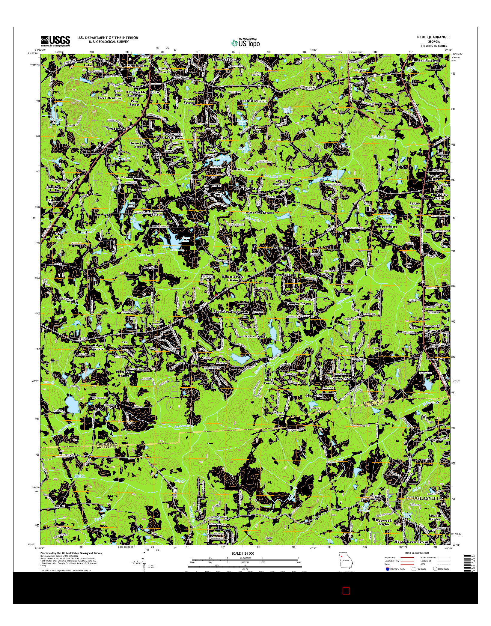 USGS US TOPO 7.5-MINUTE MAP FOR NEBO, GA 2014