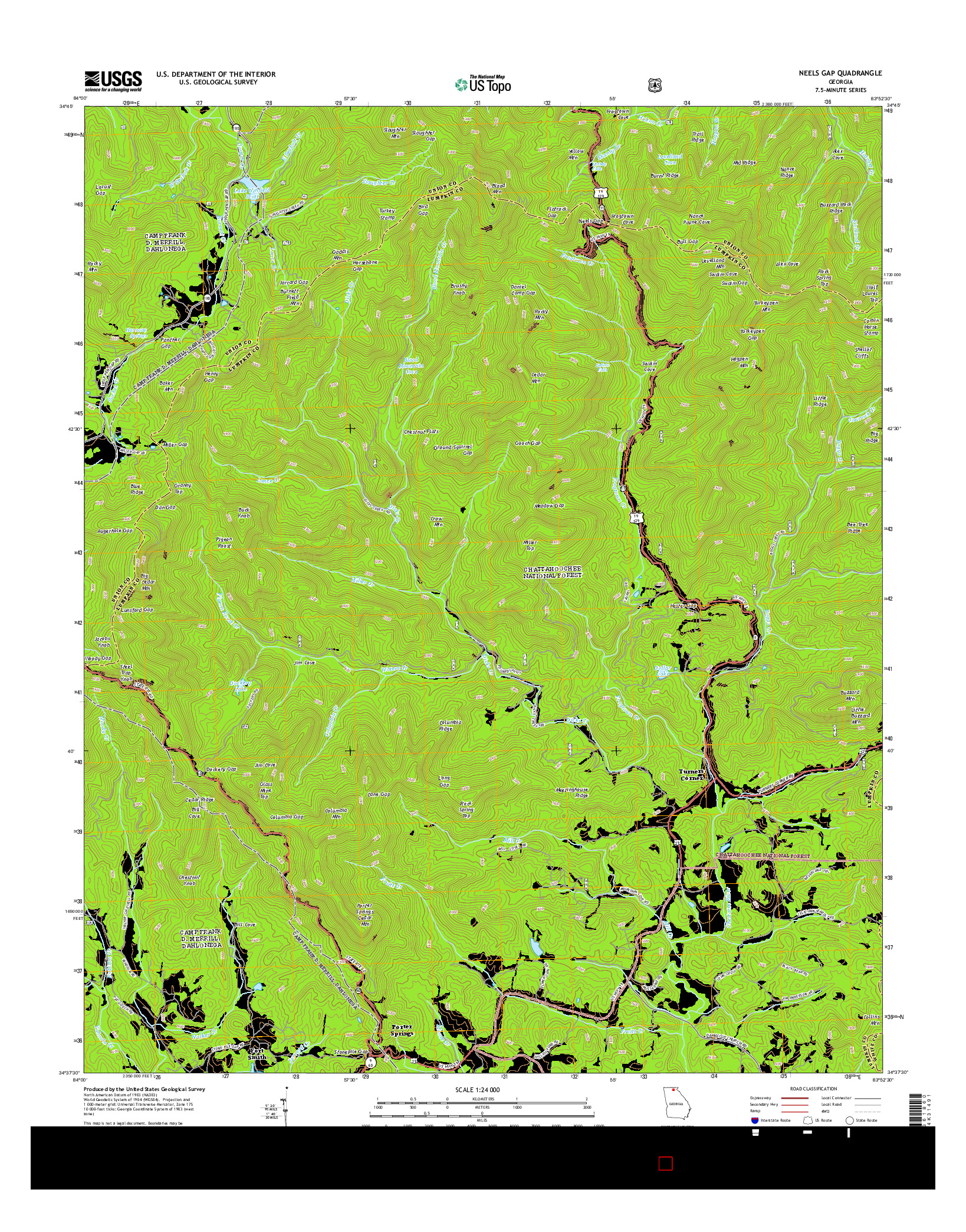 USGS US TOPO 7.5-MINUTE MAP FOR NEELS GAP, GA 2014