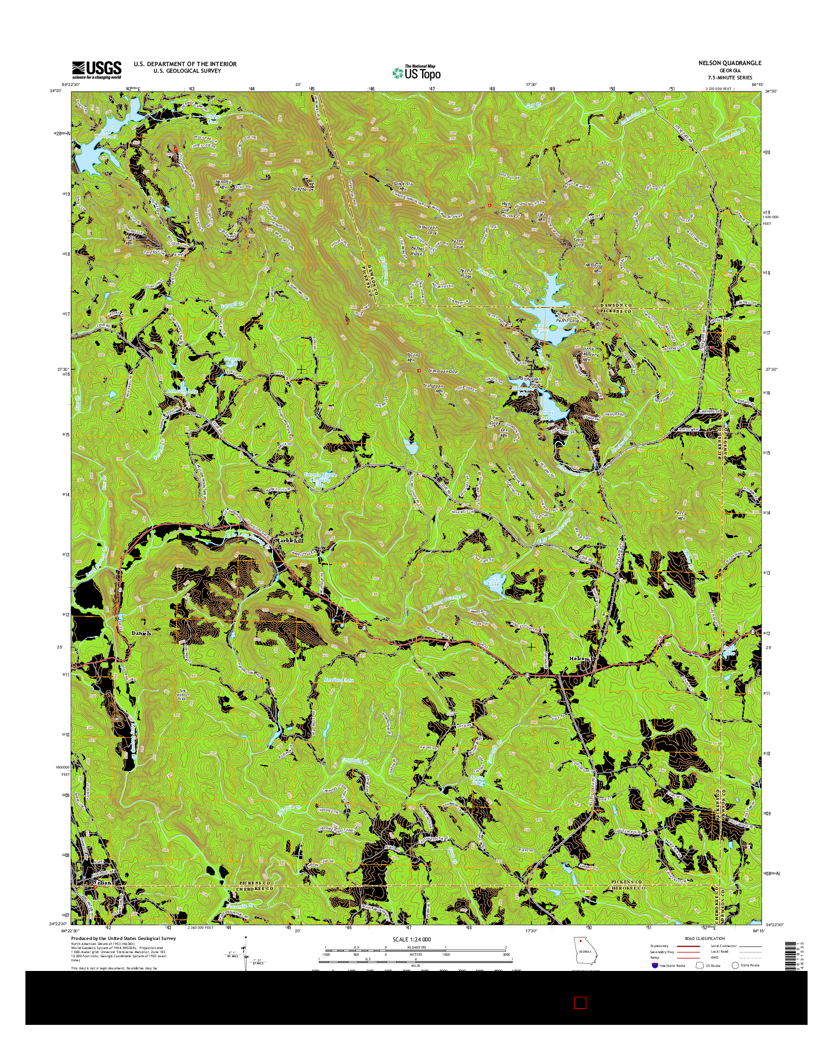 USGS US TOPO 7.5-MINUTE MAP FOR NELSON, GA 2014