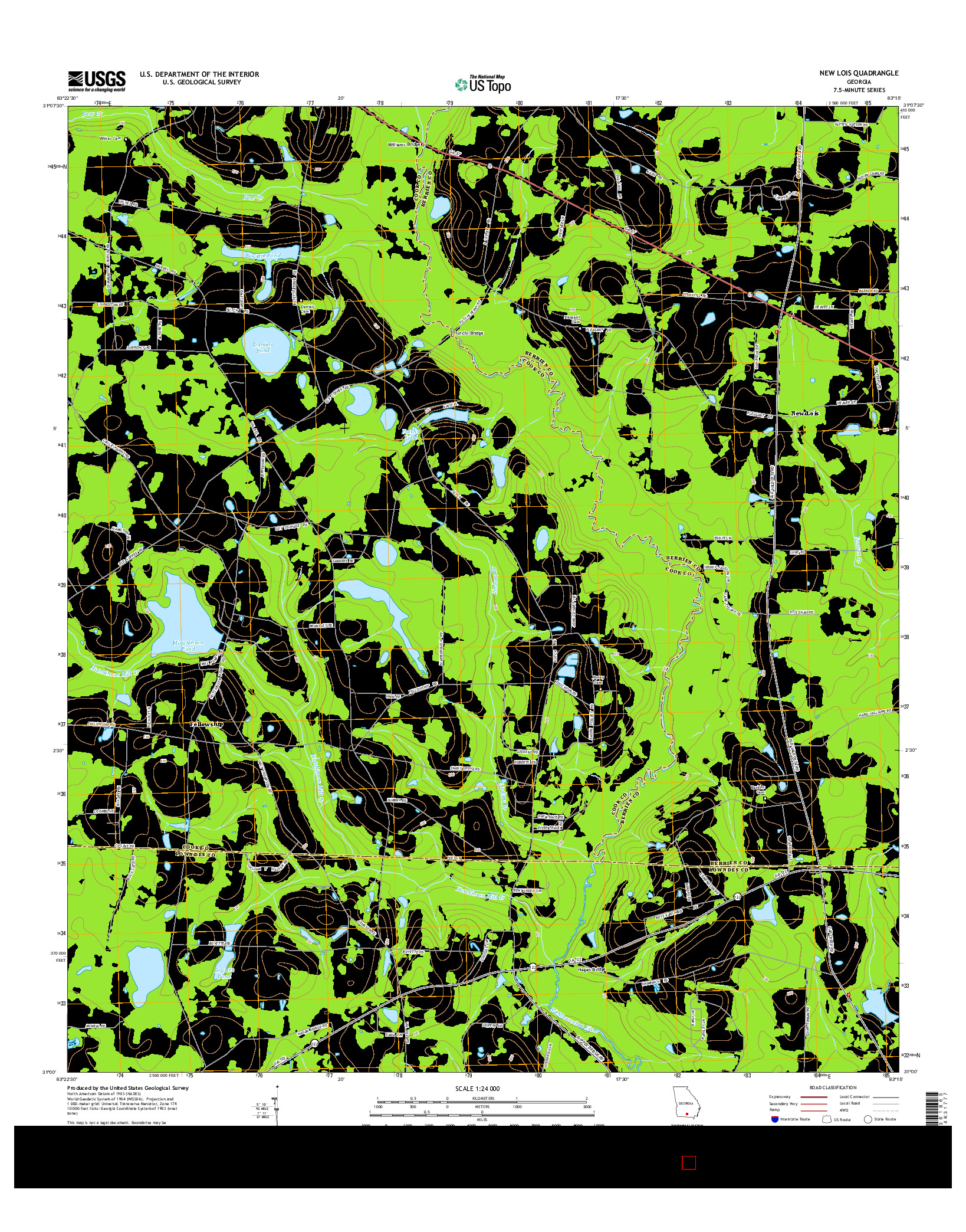 USGS US TOPO 7.5-MINUTE MAP FOR NEW LOIS, GA 2014