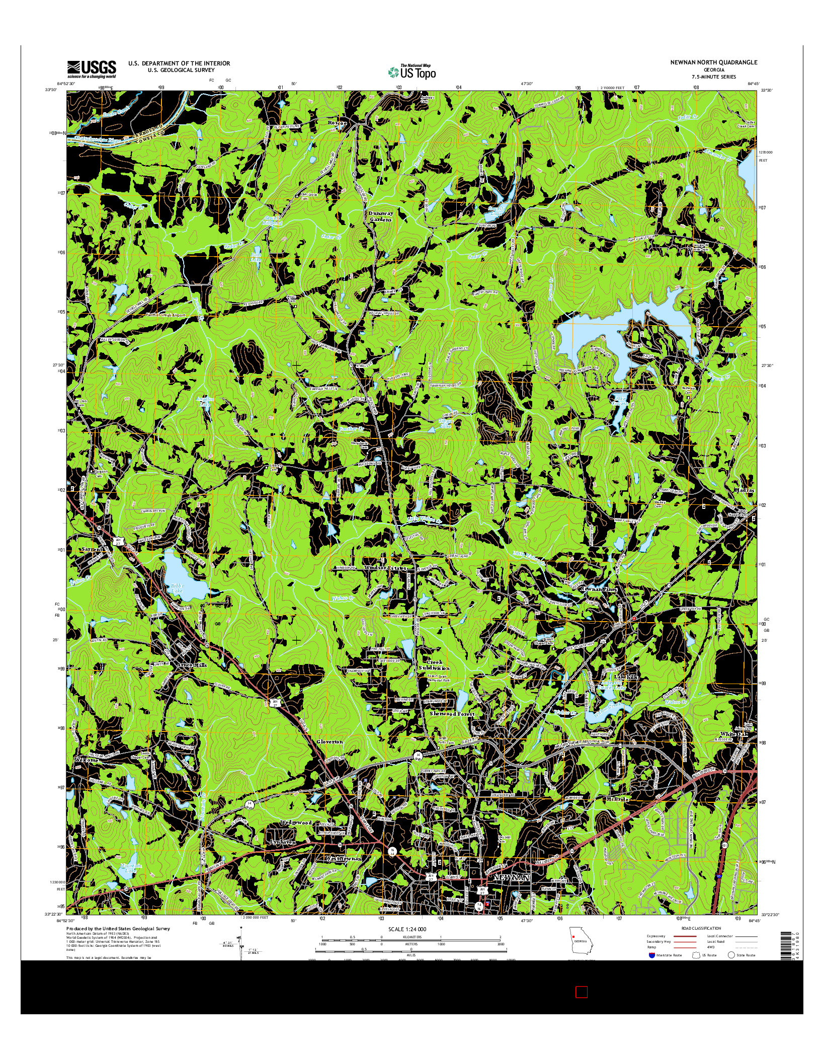 USGS US TOPO 7.5-MINUTE MAP FOR NEWNAN NORTH, GA 2014