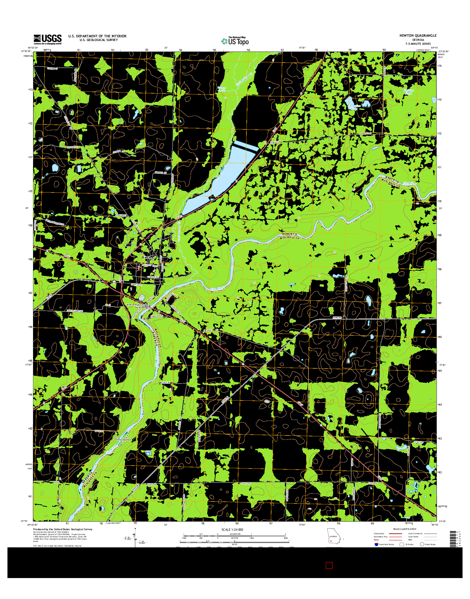 USGS US TOPO 7.5-MINUTE MAP FOR NEWTON, GA 2014