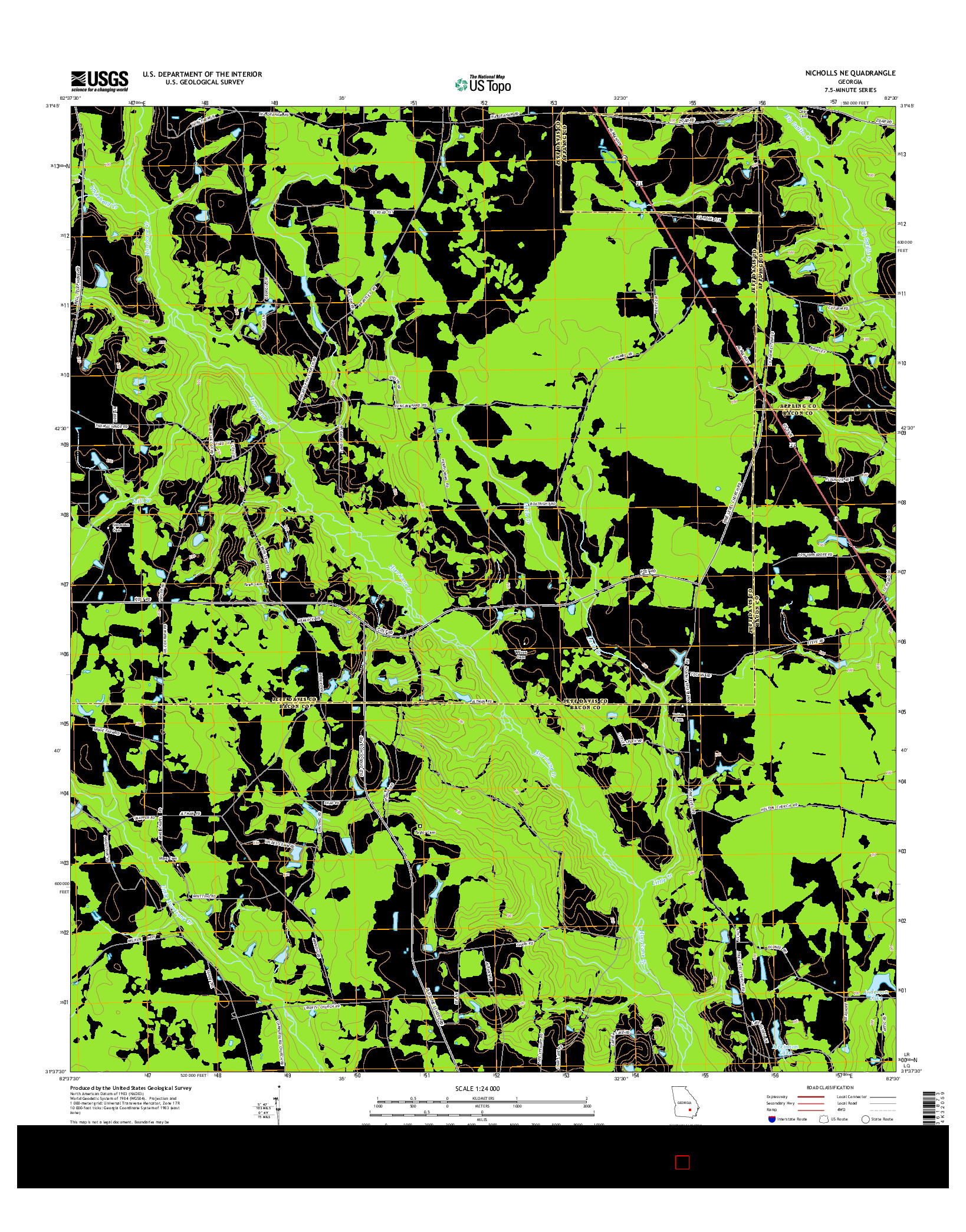 USGS US TOPO 7.5-MINUTE MAP FOR NICHOLLS NE, GA 2014