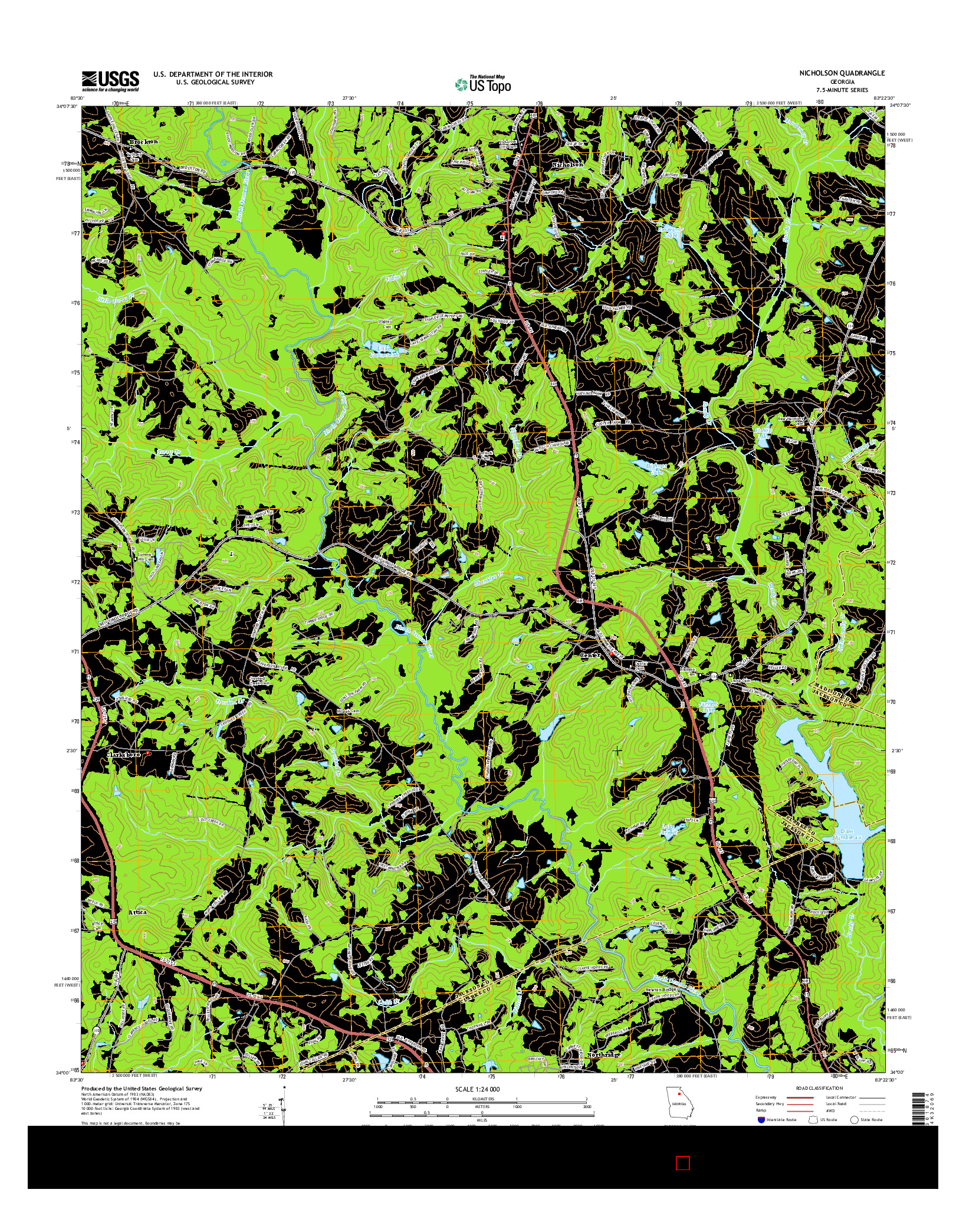 USGS US TOPO 7.5-MINUTE MAP FOR NICHOLSON, GA 2014