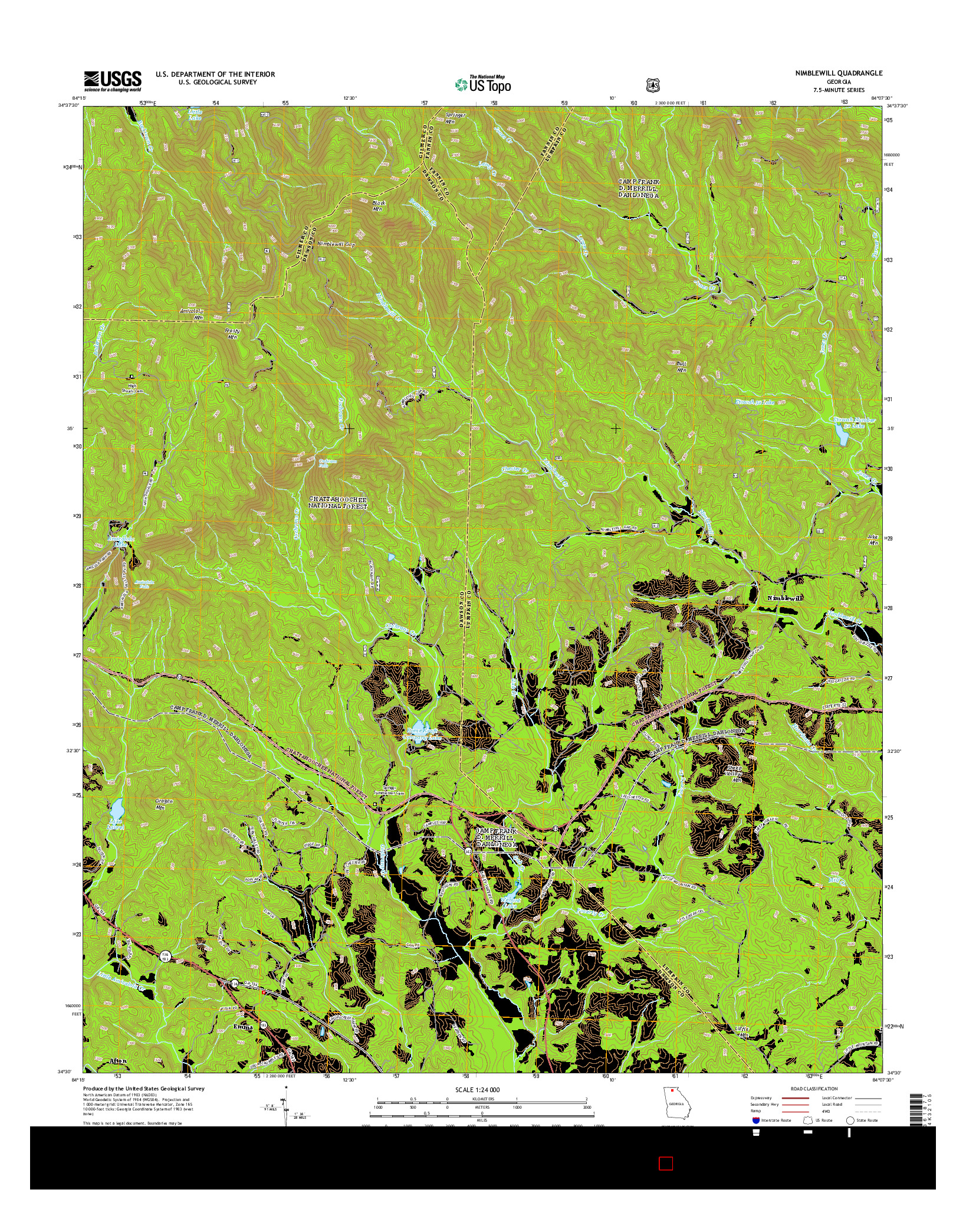 USGS US TOPO 7.5-MINUTE MAP FOR NIMBLEWILL, GA 2014