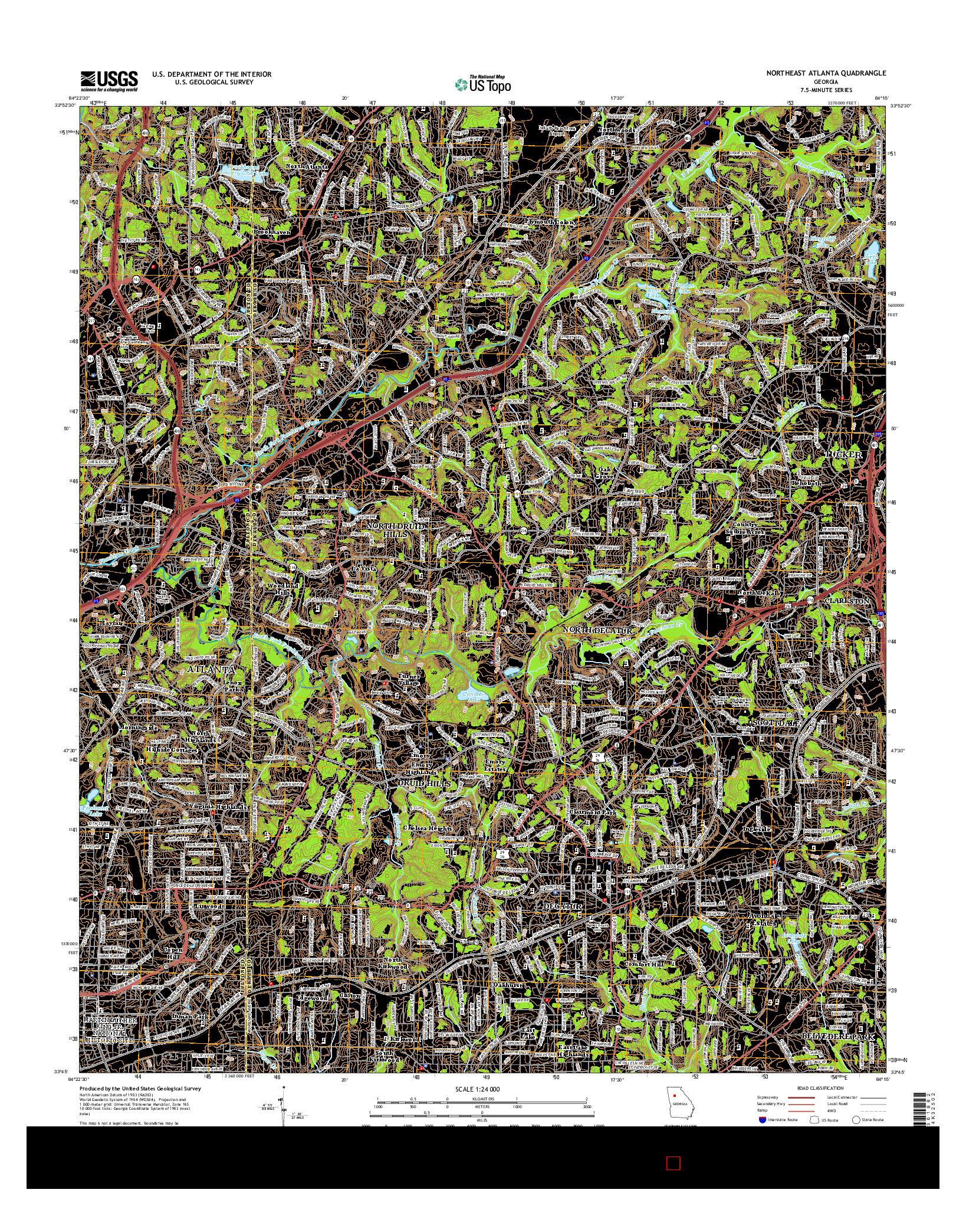 USGS US TOPO 7.5-MINUTE MAP FOR NORTHEAST ATLANTA, GA 2014