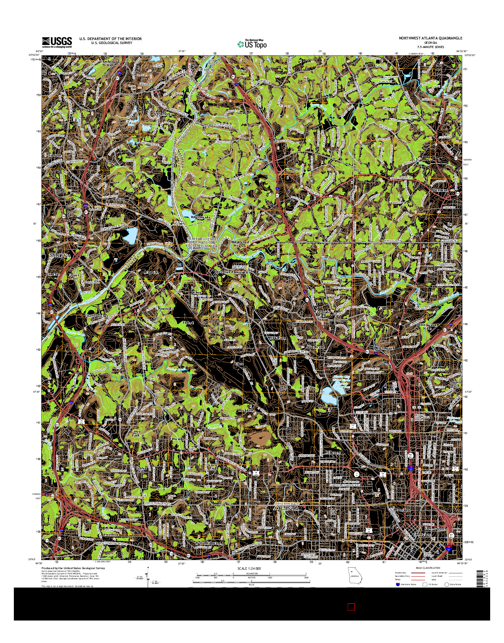 USGS US TOPO 7.5-MINUTE MAP FOR NORTHWEST ATLANTA, GA 2014