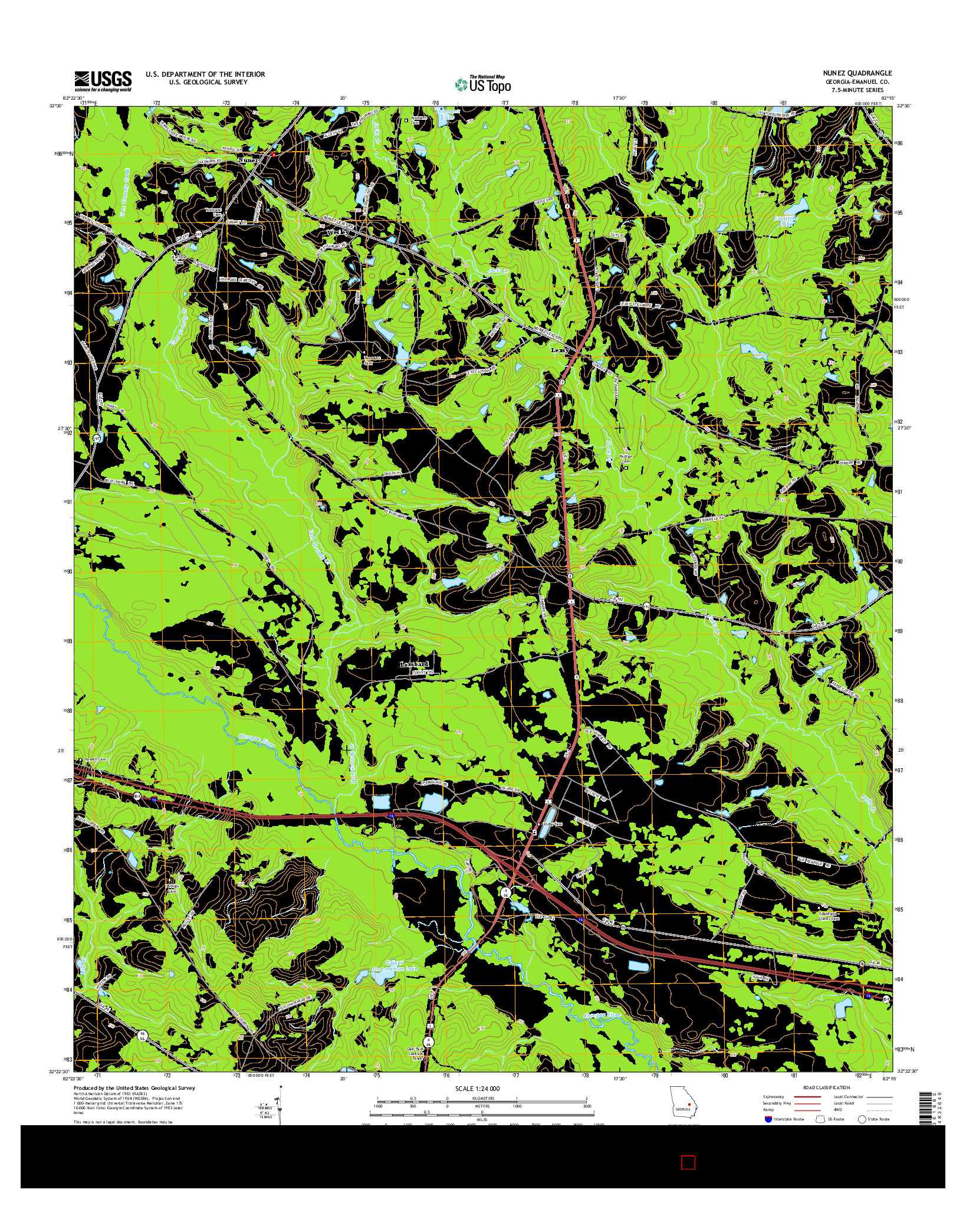 USGS US TOPO 7.5-MINUTE MAP FOR NUNEZ, GA 2014