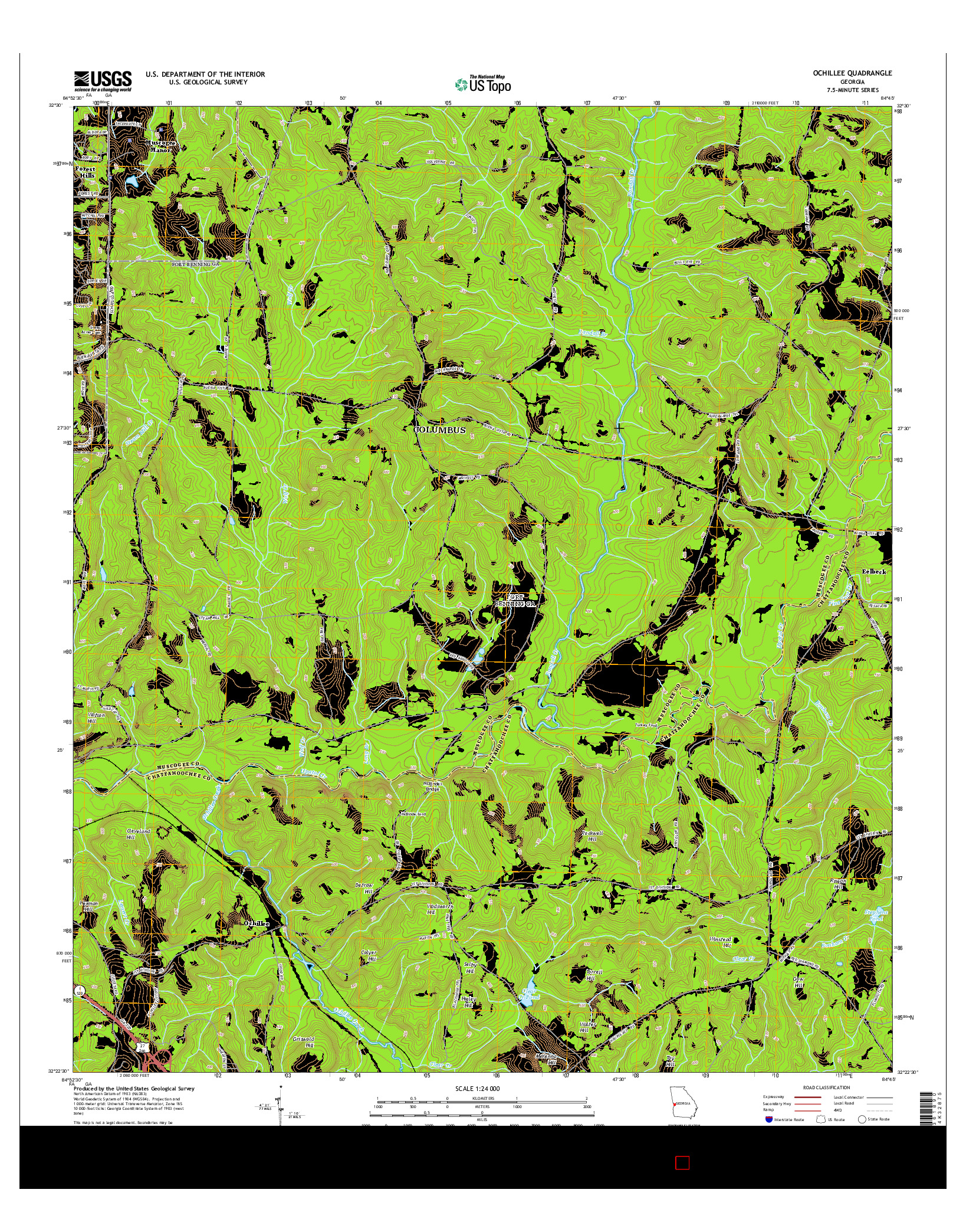USGS US TOPO 7.5-MINUTE MAP FOR OCHILLEE, GA 2014
