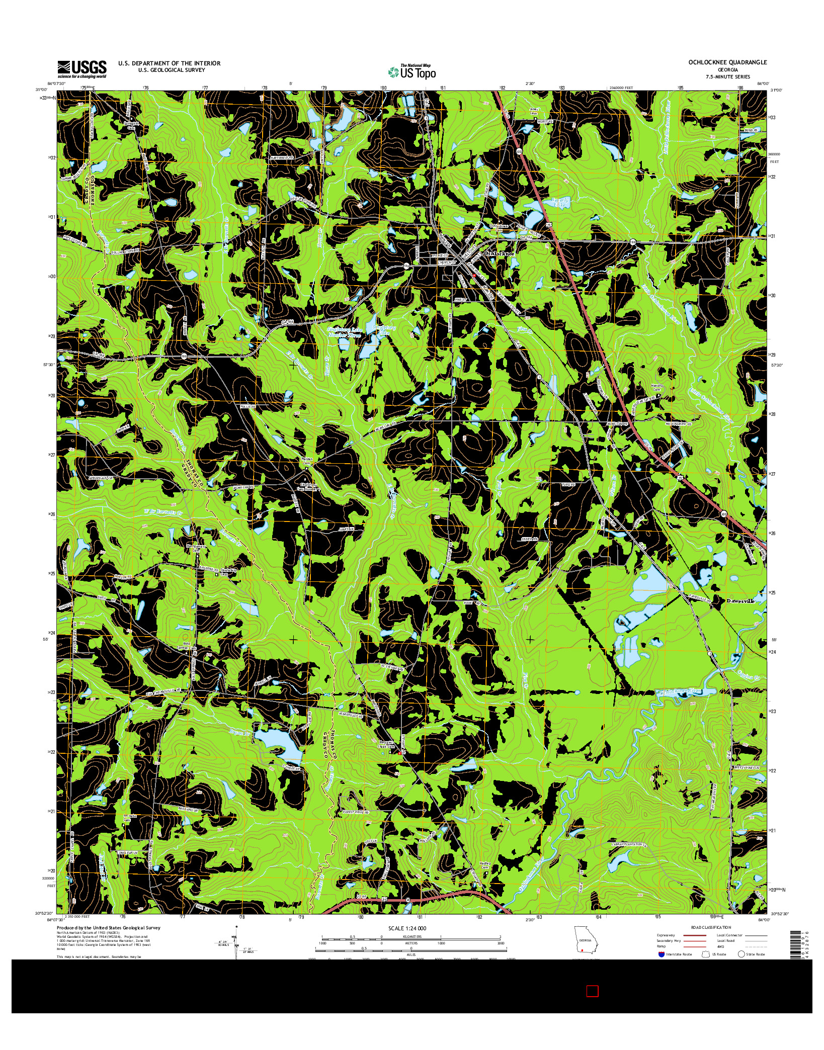 USGS US TOPO 7.5-MINUTE MAP FOR OCHLOCKNEE, GA 2014