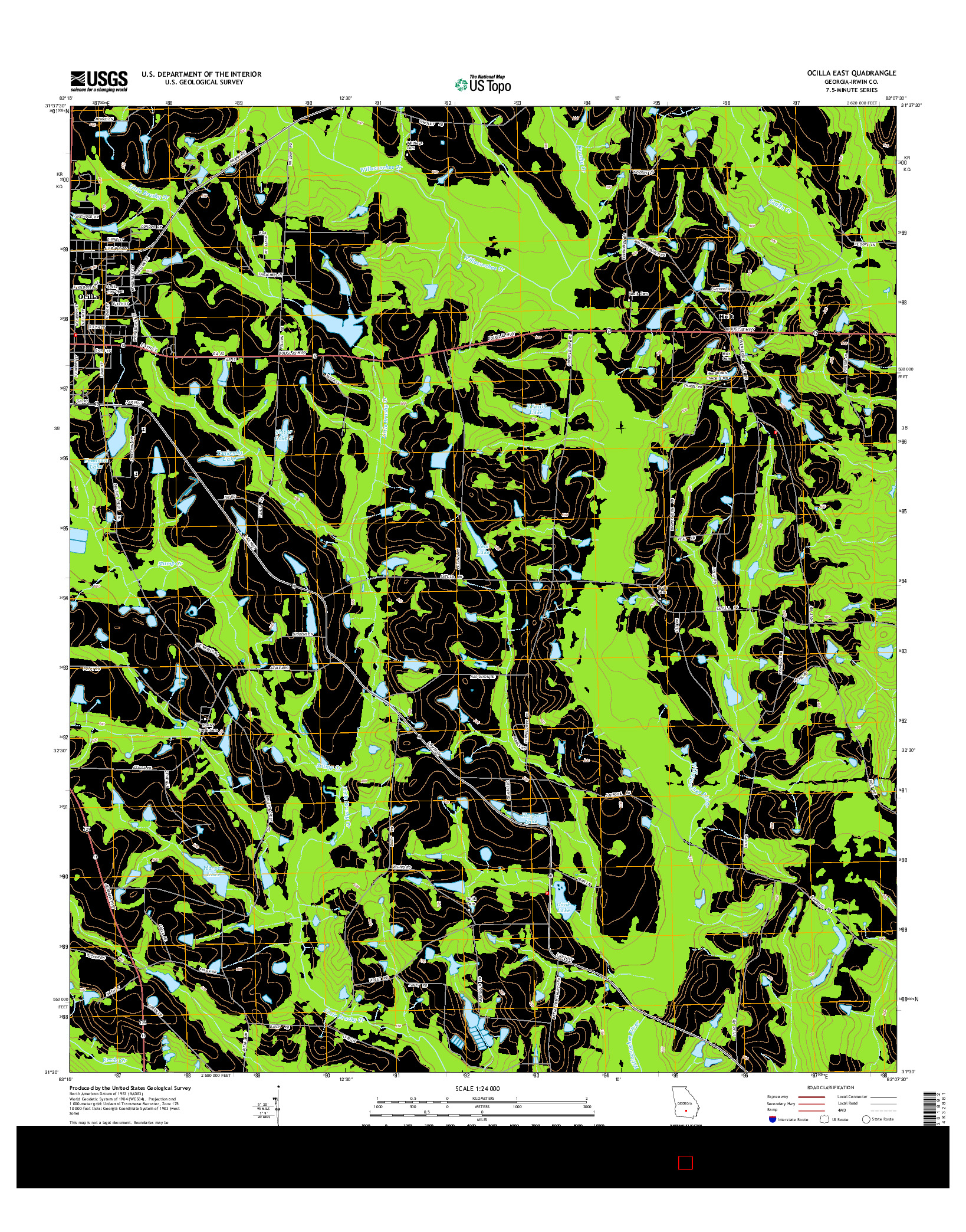 USGS US TOPO 7.5-MINUTE MAP FOR OCILLA EAST, GA 2014