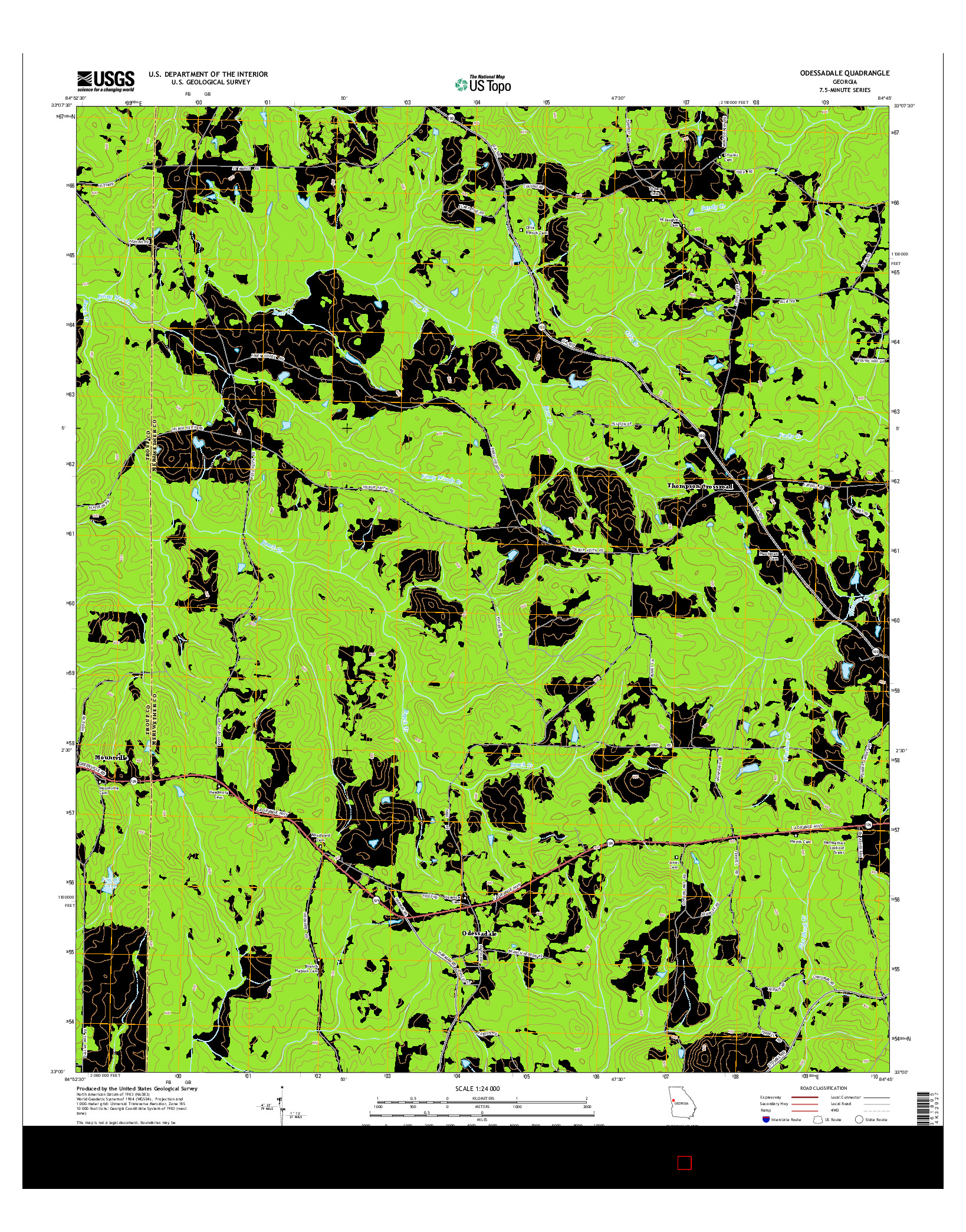 USGS US TOPO 7.5-MINUTE MAP FOR ODESSADALE, GA 2014